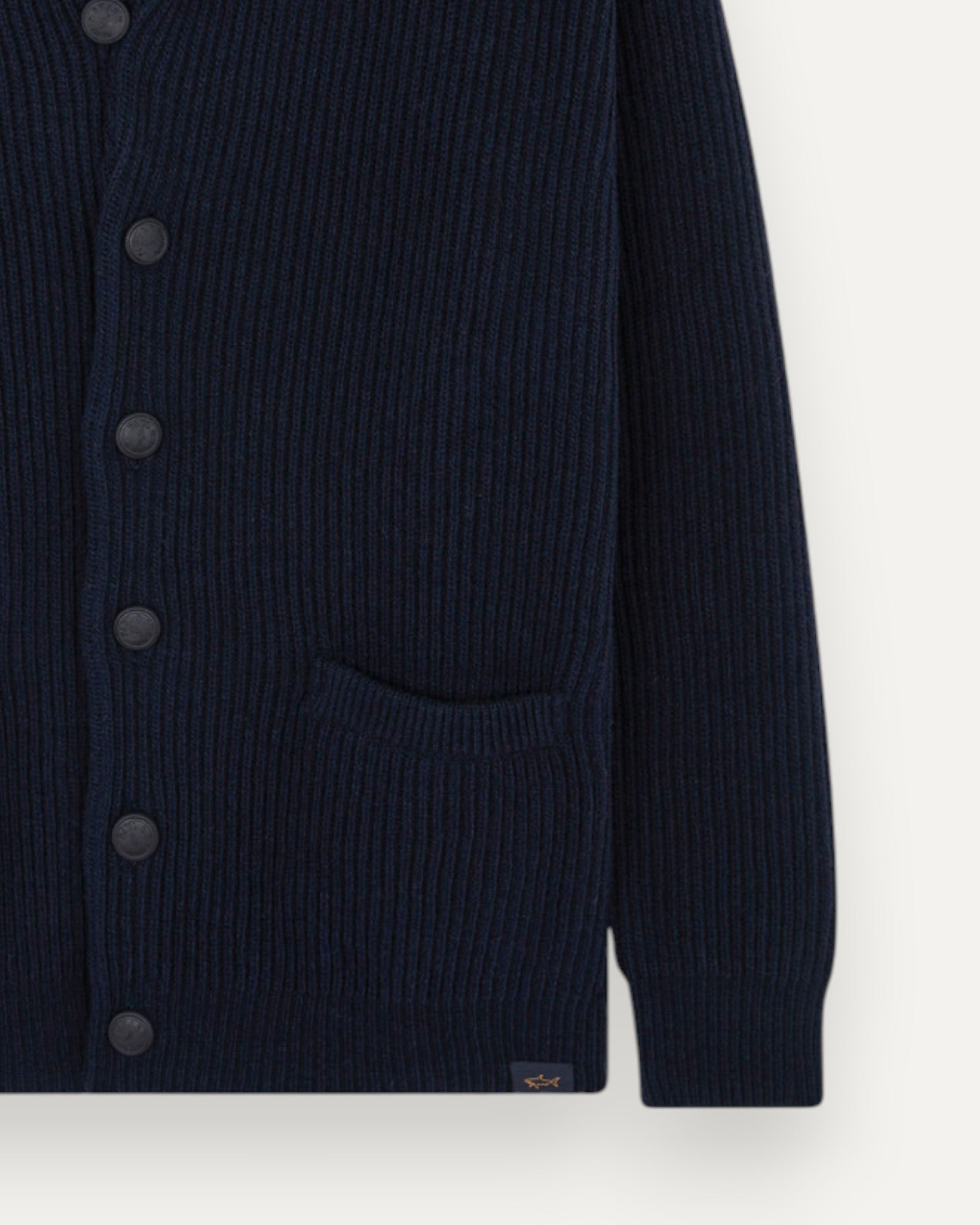 Shawl Collar Ribbed Cardigan Navy