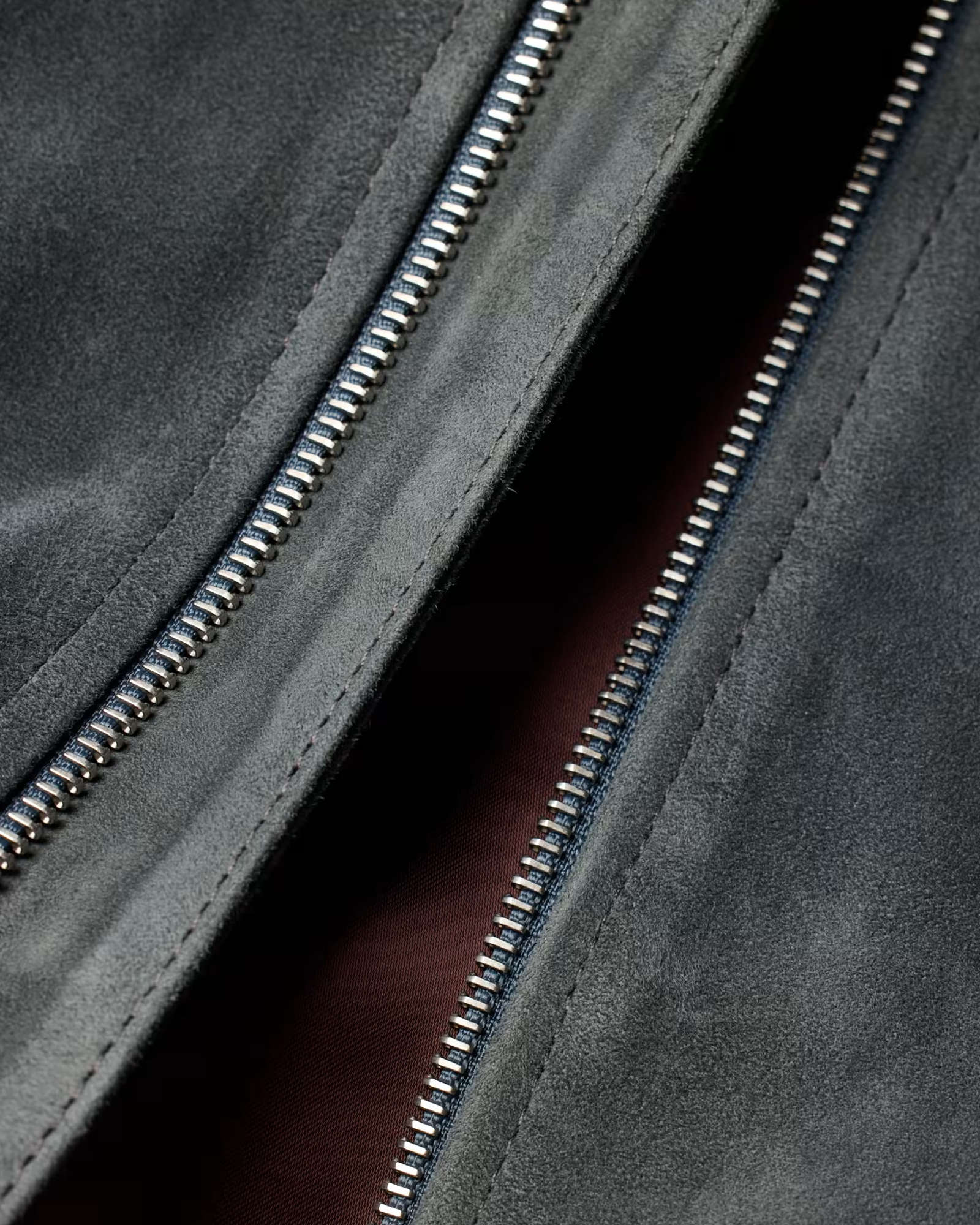 Suede Zip Bomber Jacket in Blue