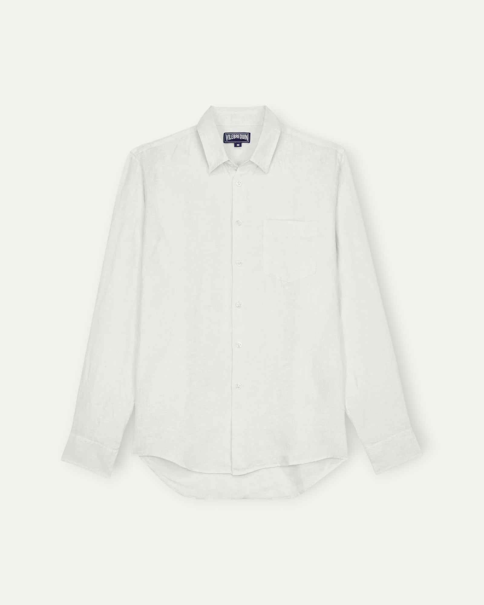 Caroubis Mens Solid Linen Shirt White
