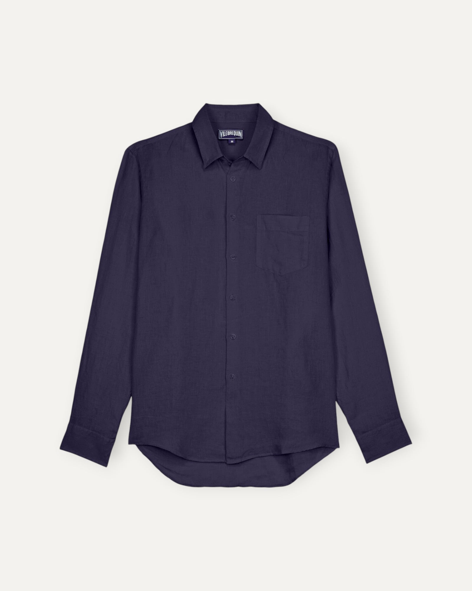 Caroubis Mens Solid Linen Shirt Navy