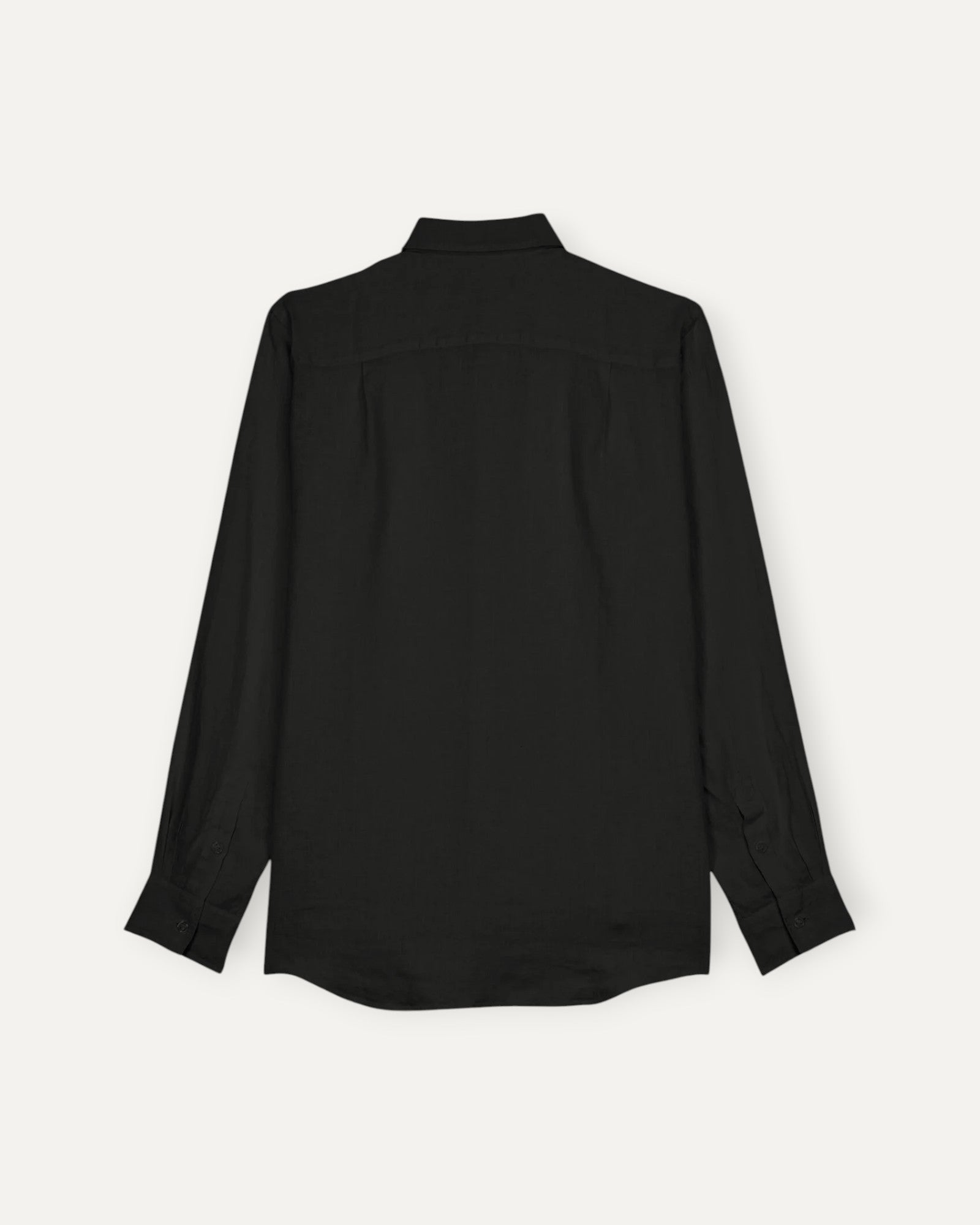 Caroubis Mens Solid Linen Shirt Black