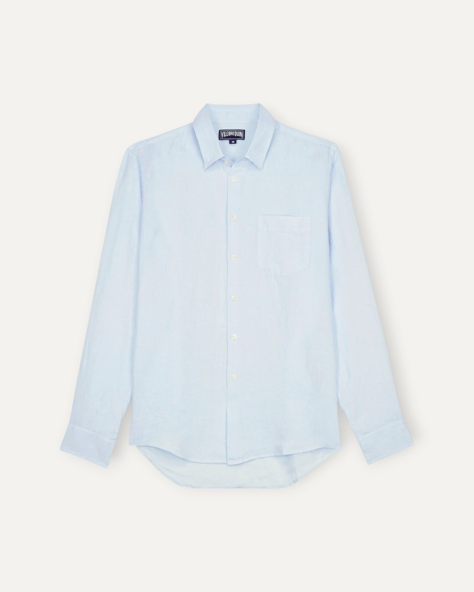 Caroubis Mens Solid Linen Shirt Sky Blue