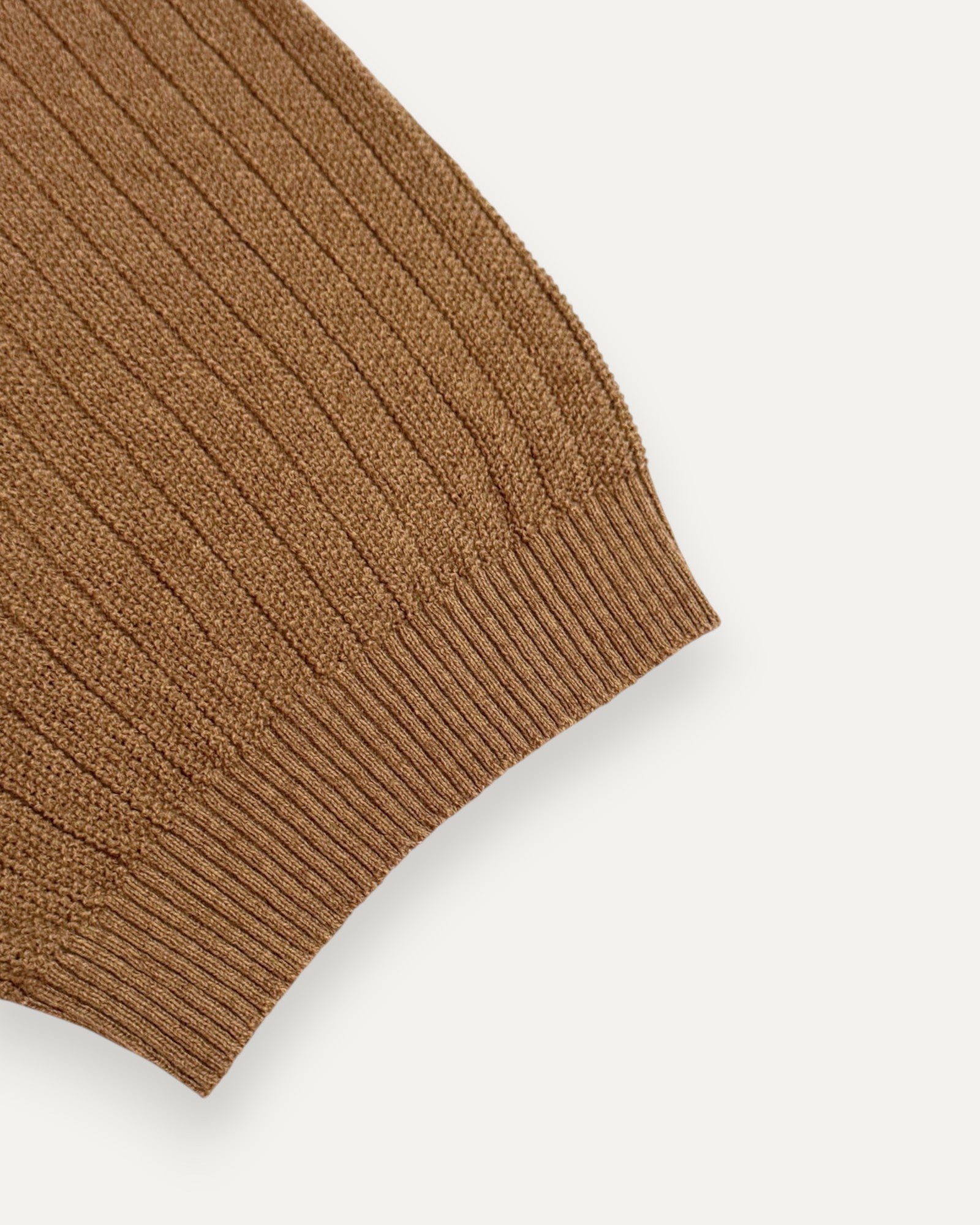 Short Sleeved Knitted Shirt Tan