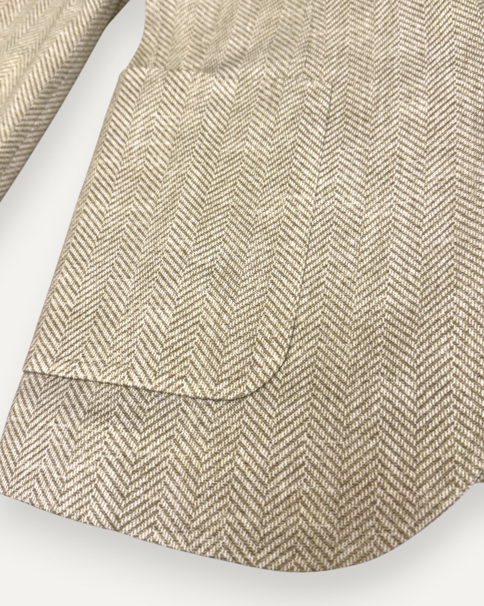 Single Breasted Herringbone Blazer Beige