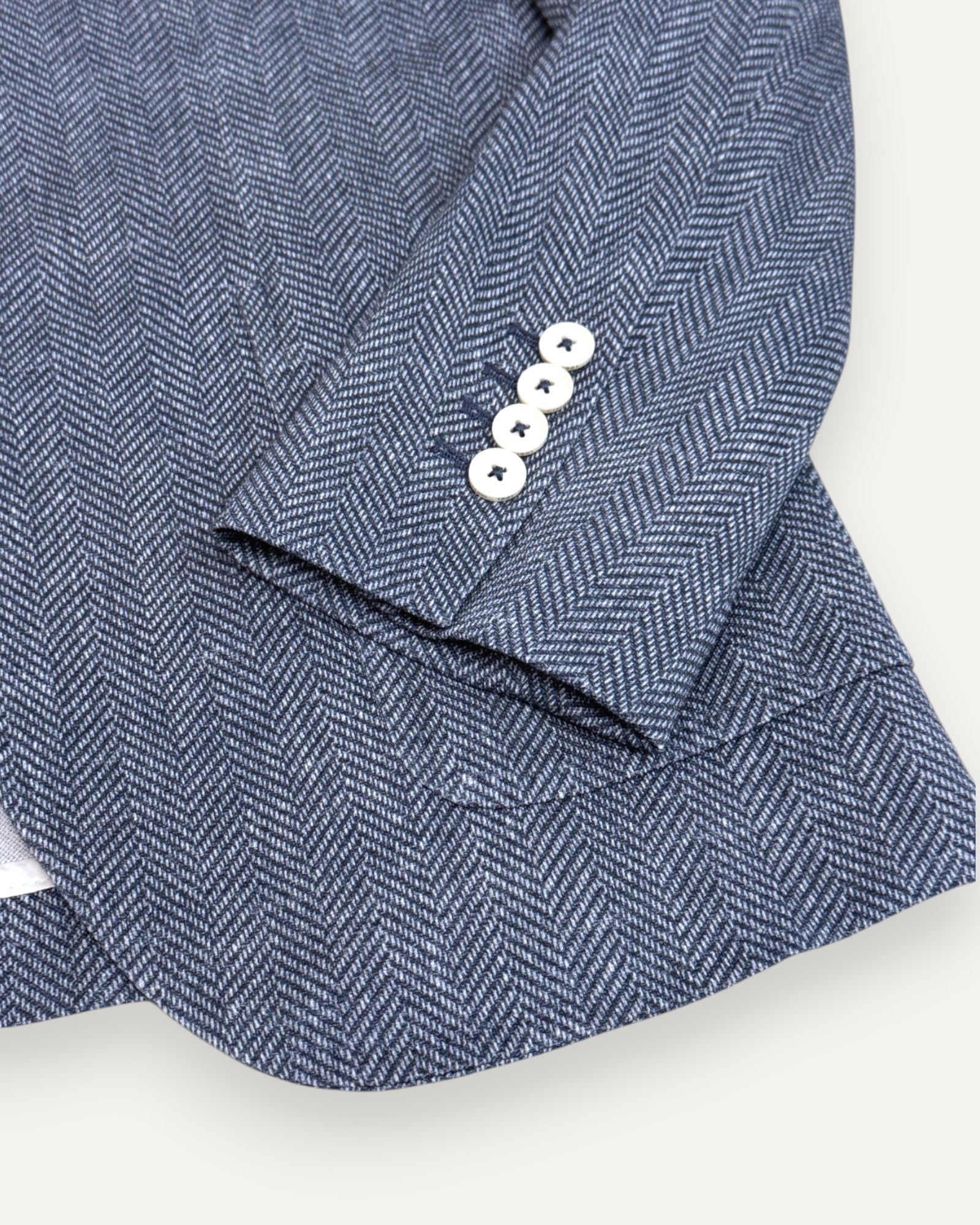 Single Breasted Herringbone Blazer Blue