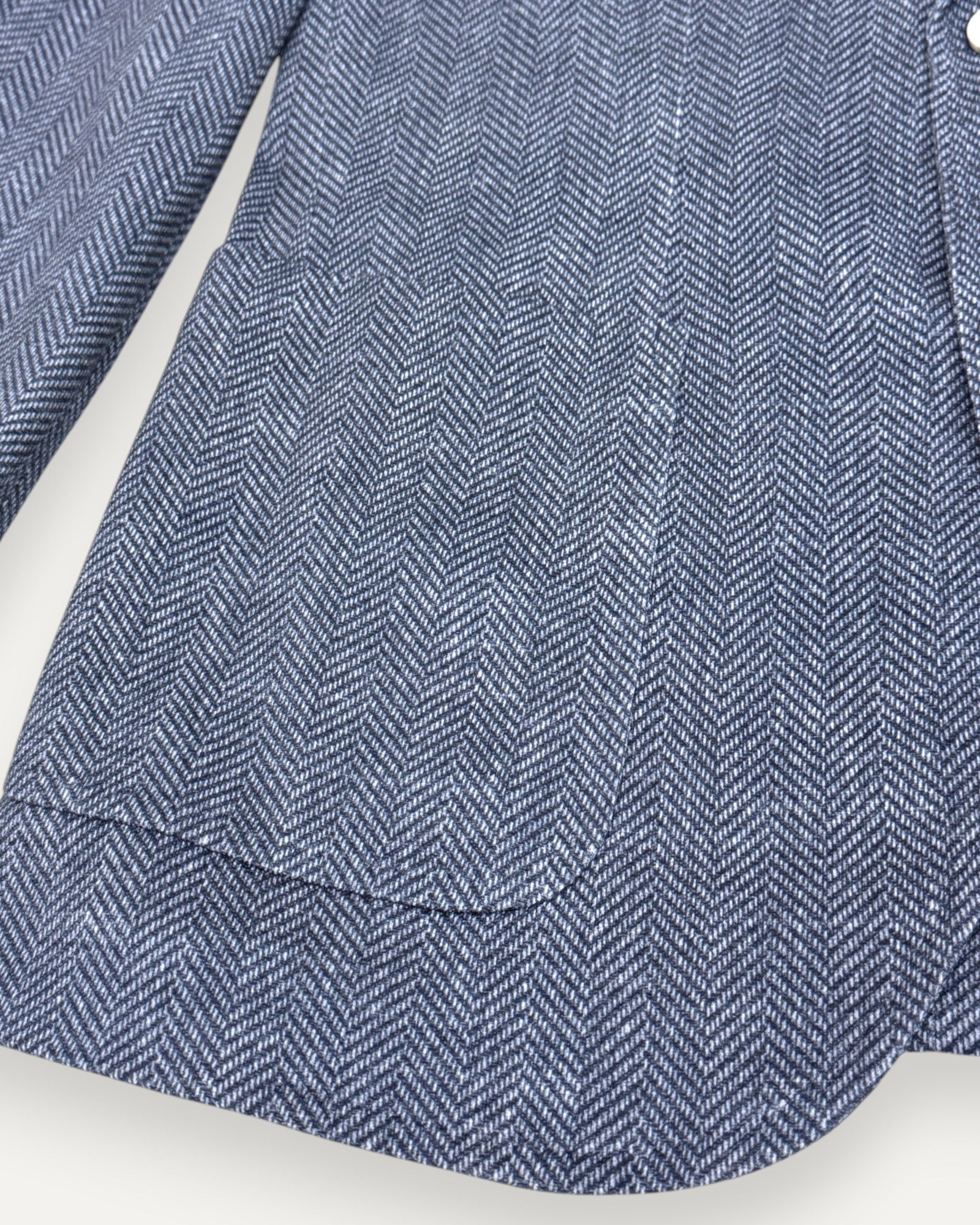 Single Breasted Herringbone Blazer Blue