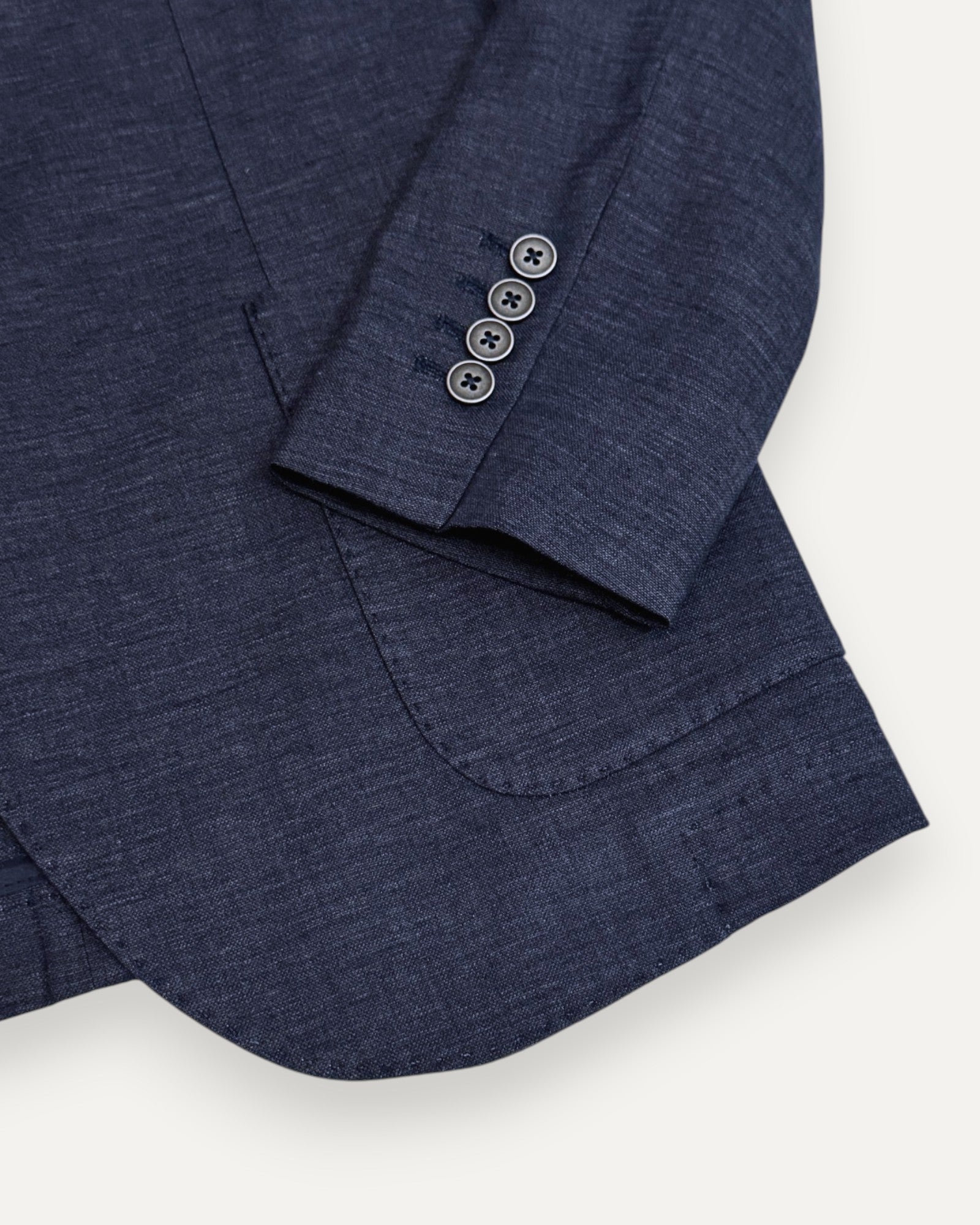 Single Breasted Cotton & Linen Blazer Denim Blue