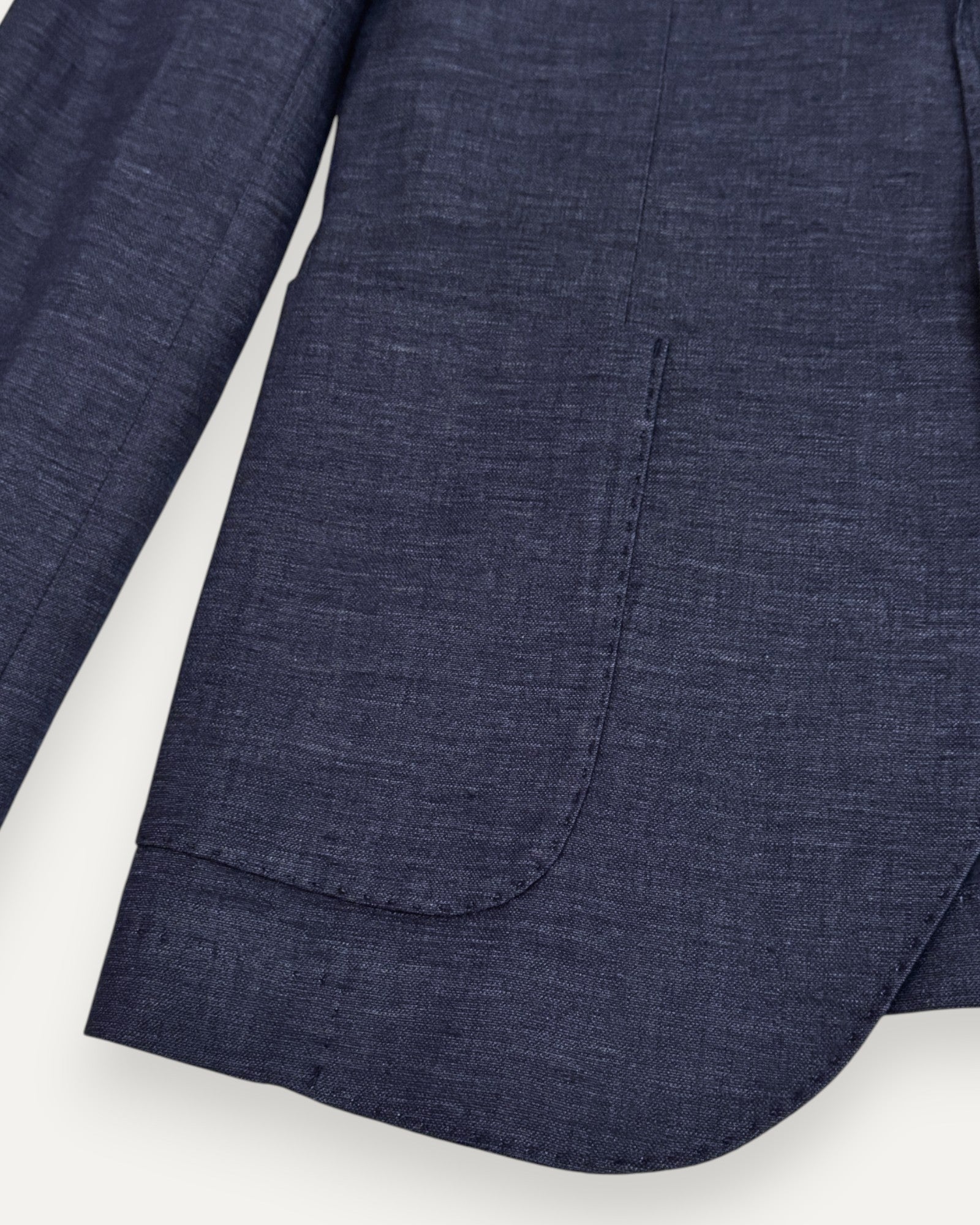 Single Breasted Cotton & Linen Blazer Denim Blue