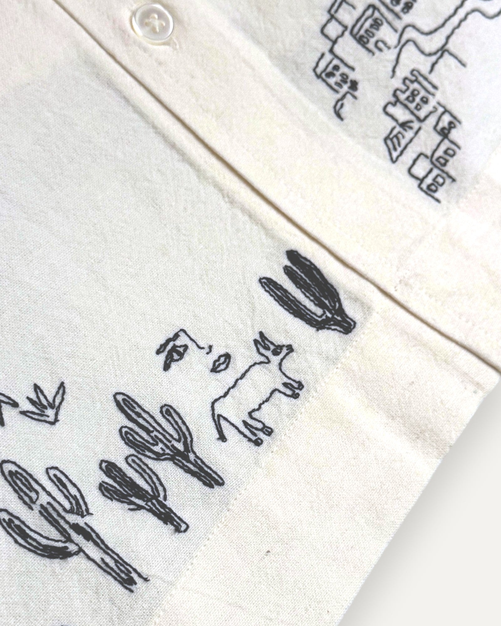Embroidered Short Sleeved Shirt Ecru
