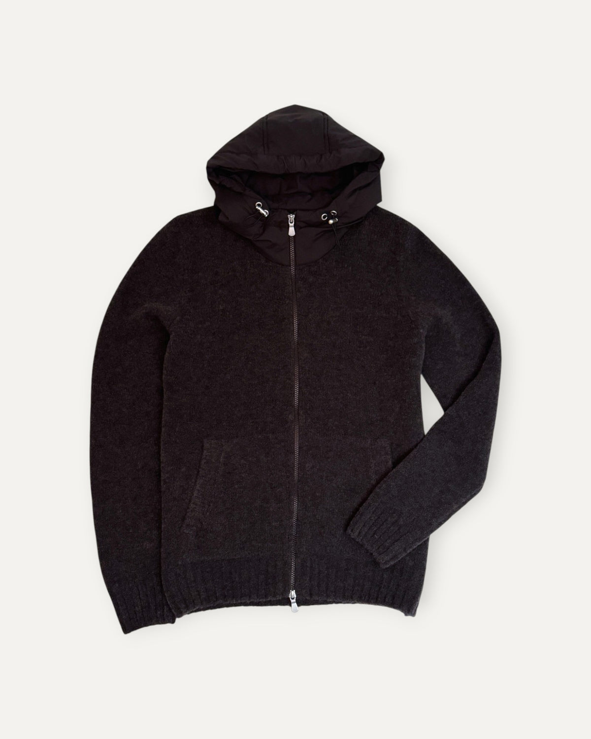 Knitted Hooded Jacket Espresso