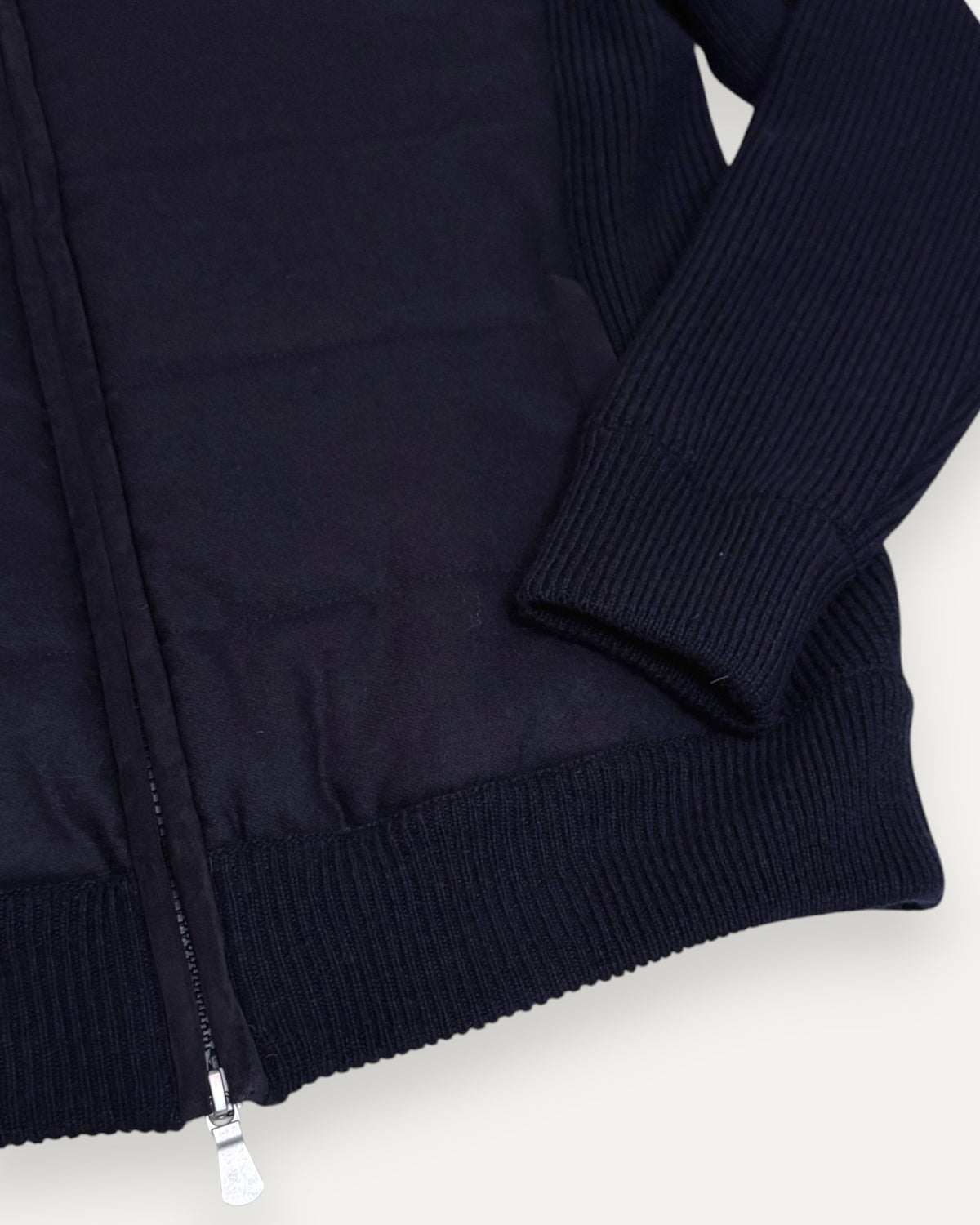Padded Flannel and Knit Sleeve Jacket Navy