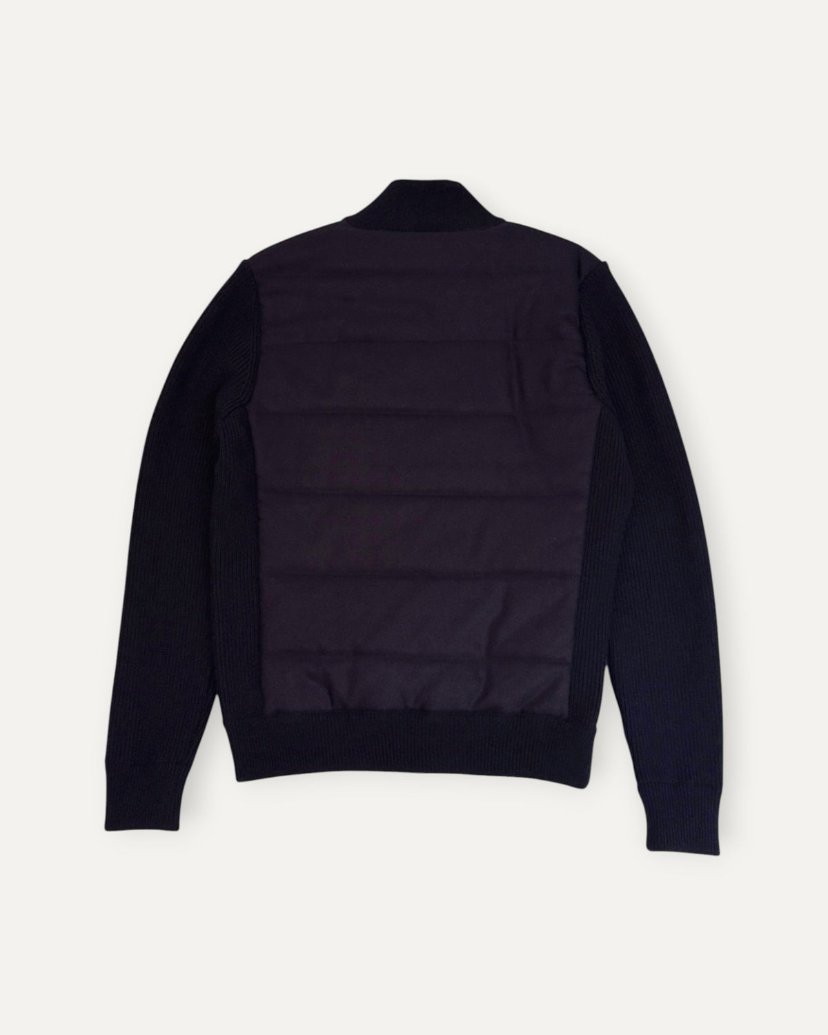 Padded Flannel and Knit Sleeve Jacket Navy