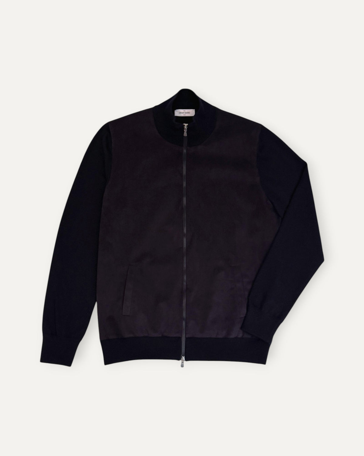 Mix Media Knitted Jacket Navy