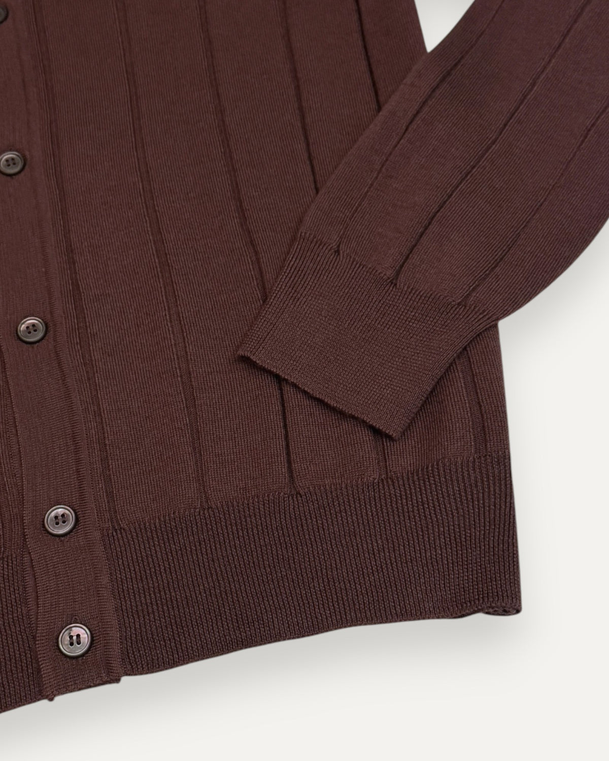 Knitted Long Sleeved Polo Shirt Conker Brown