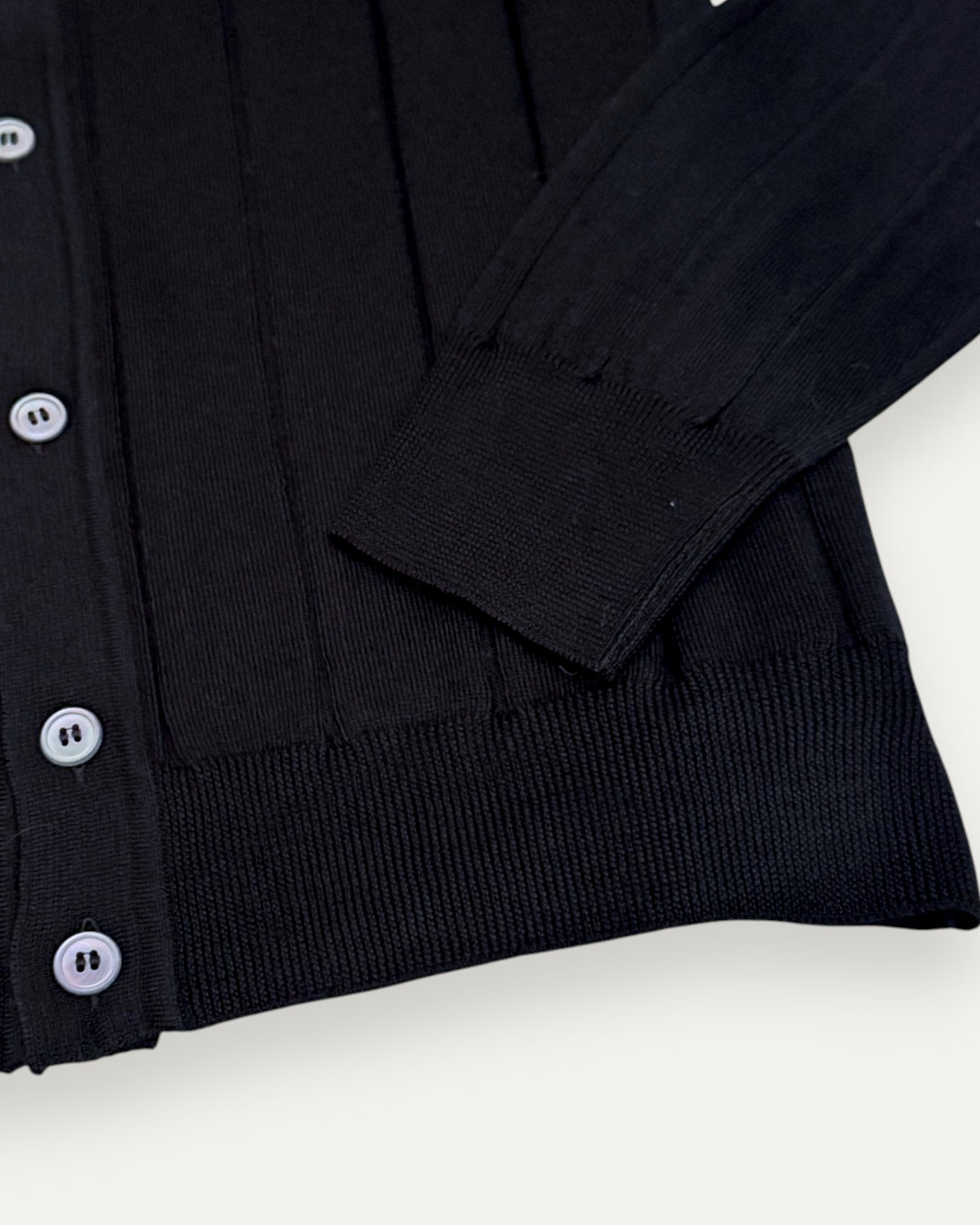 Knitted Long Sleeved Polo Shirt Black