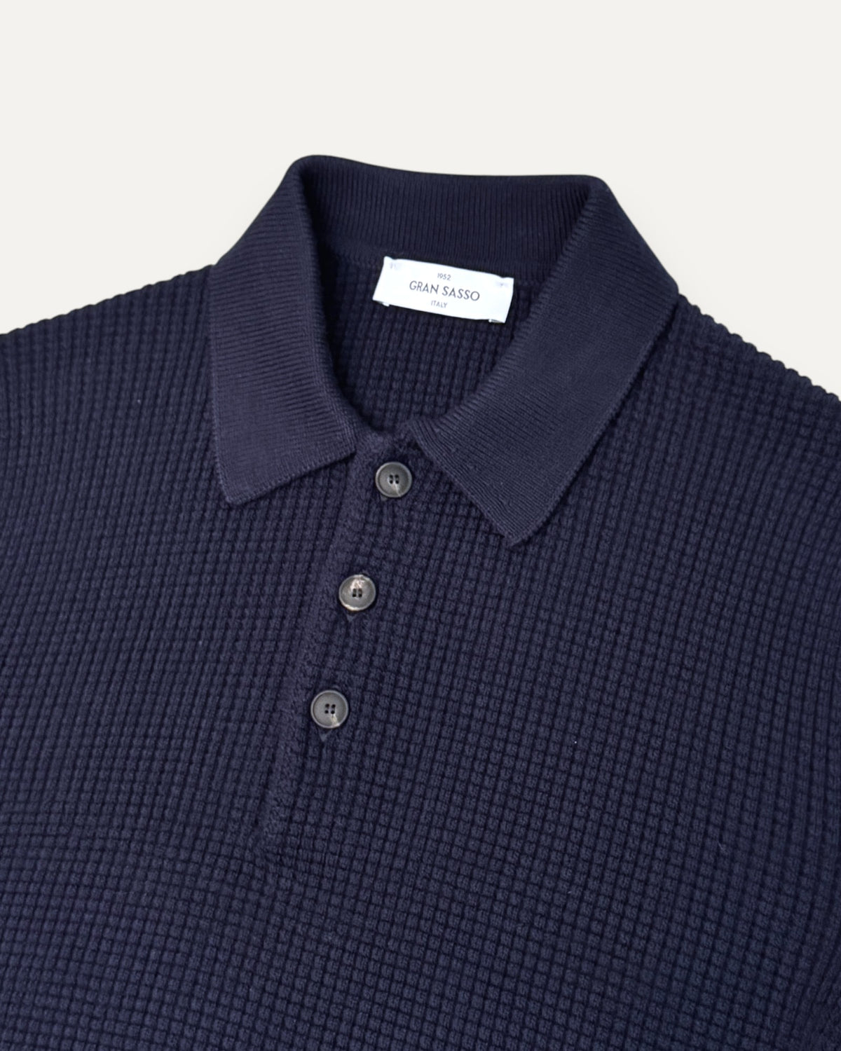 Long Sleeved Knitted Waffle Shirt Navy