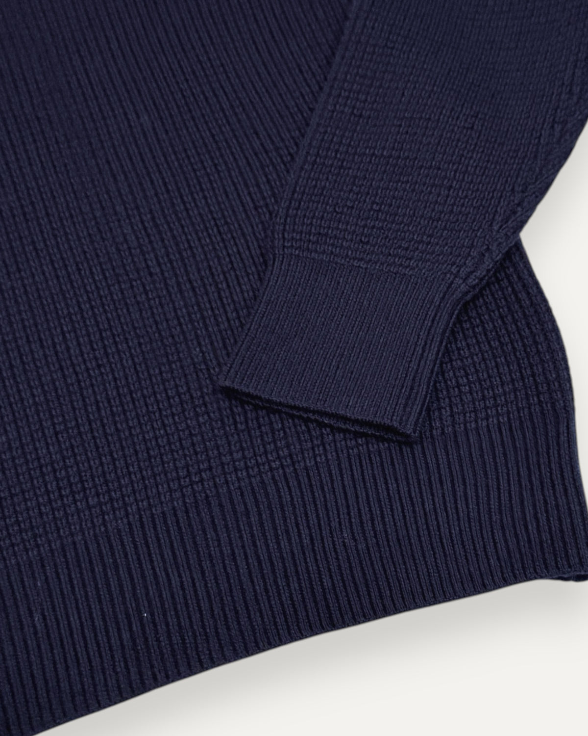Long Sleeved Knitted Waffle Shirt Navy