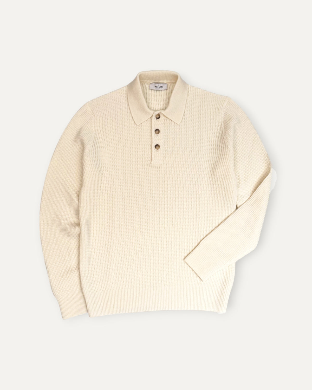 Long Sleeved Knitted Waffle Shirt Cream