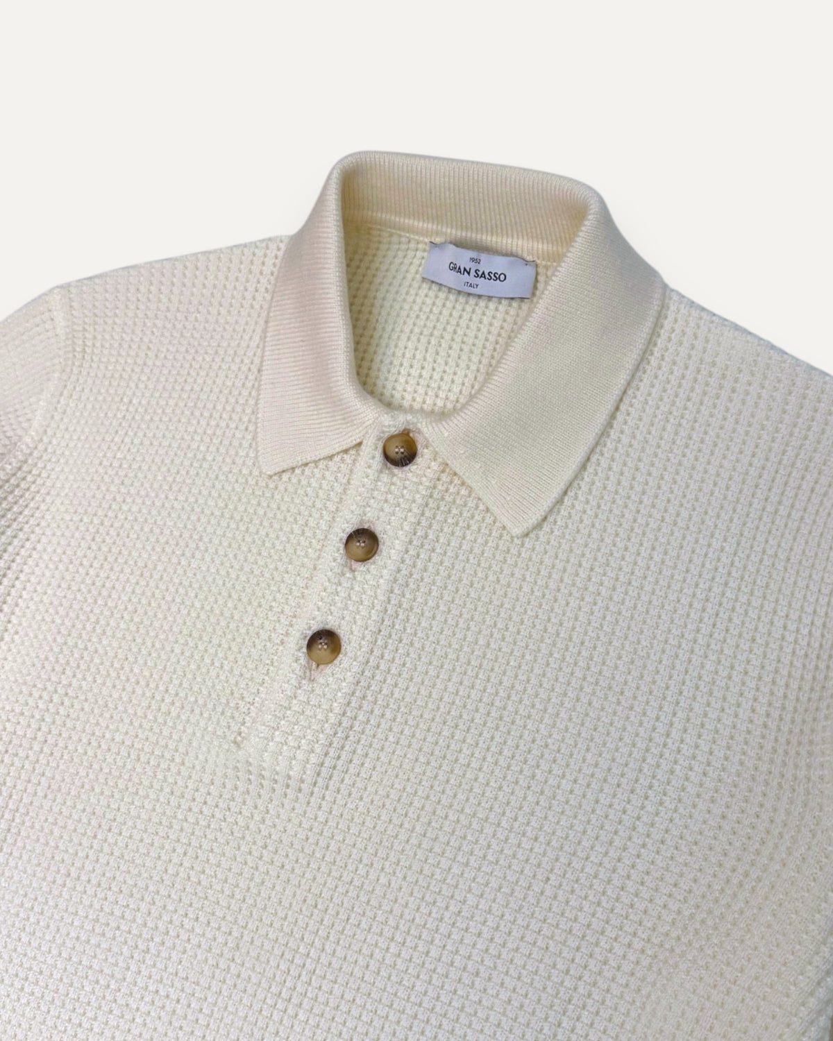 Long Sleeved Knitted Waffle Shirt Cream