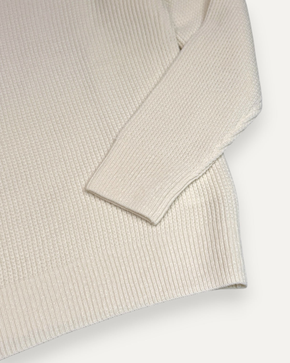 Long Sleeved Knitted Waffle Shirt Cream