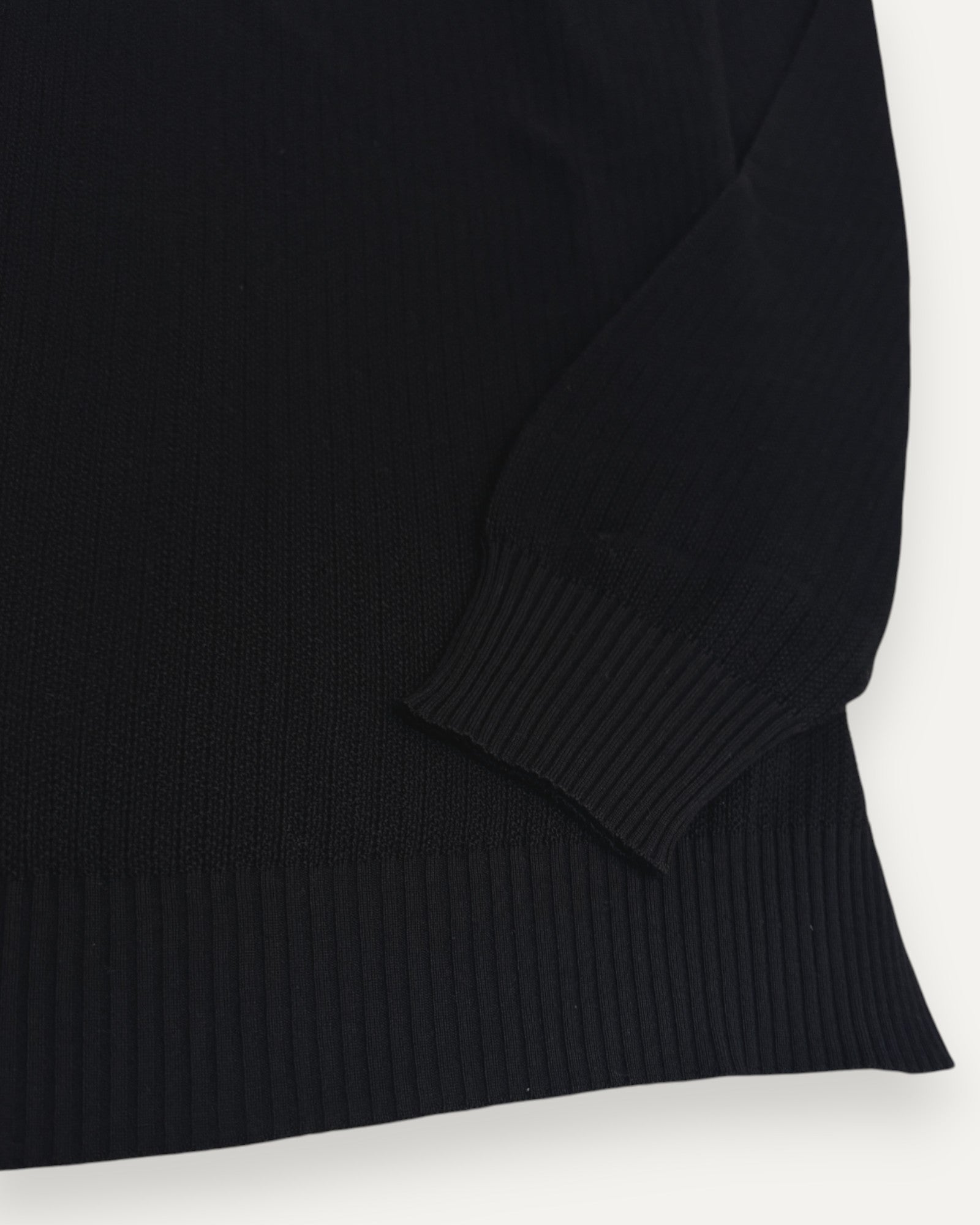Ribbed Polo Sweater Black