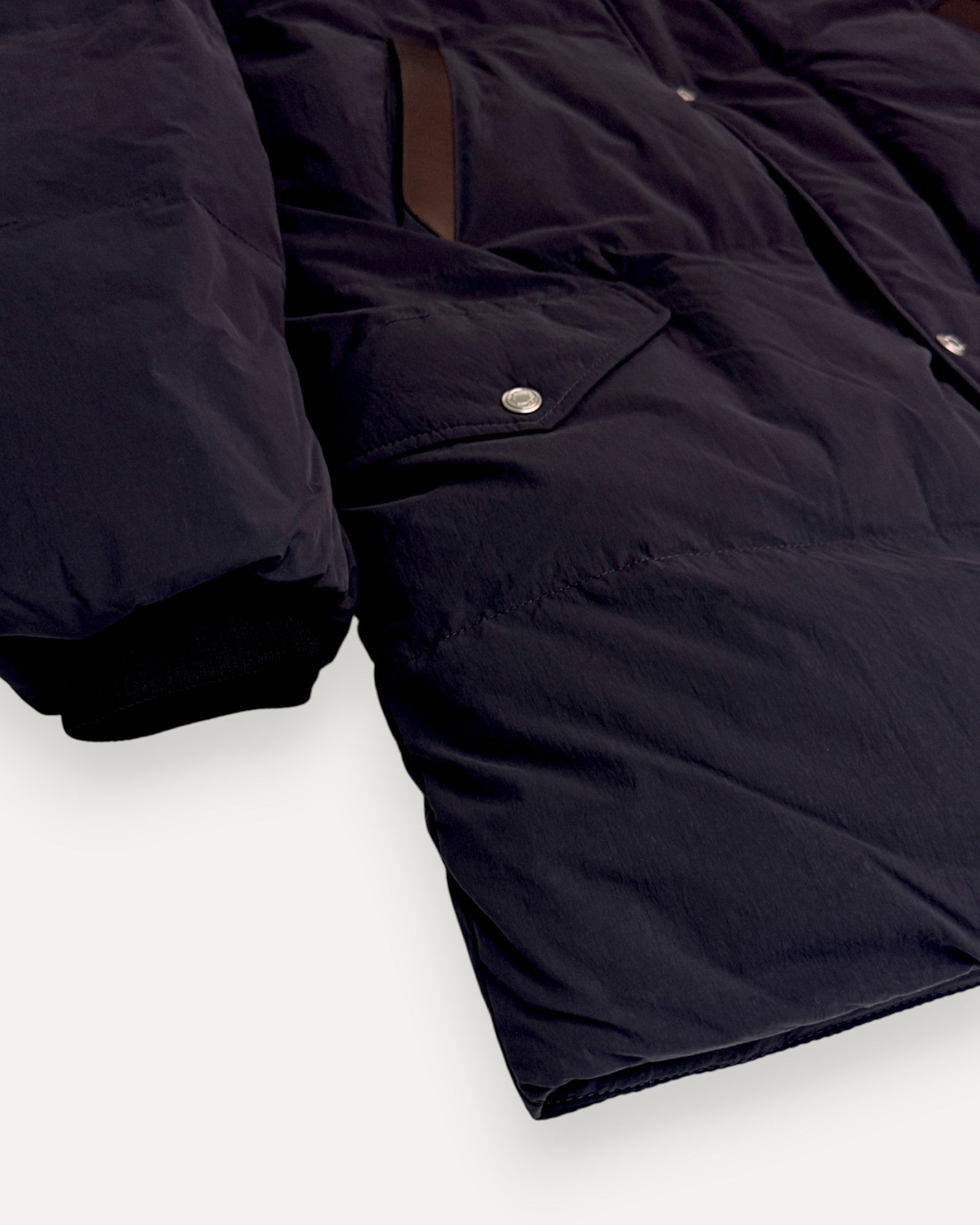 Long Hooded Down Coat Navy