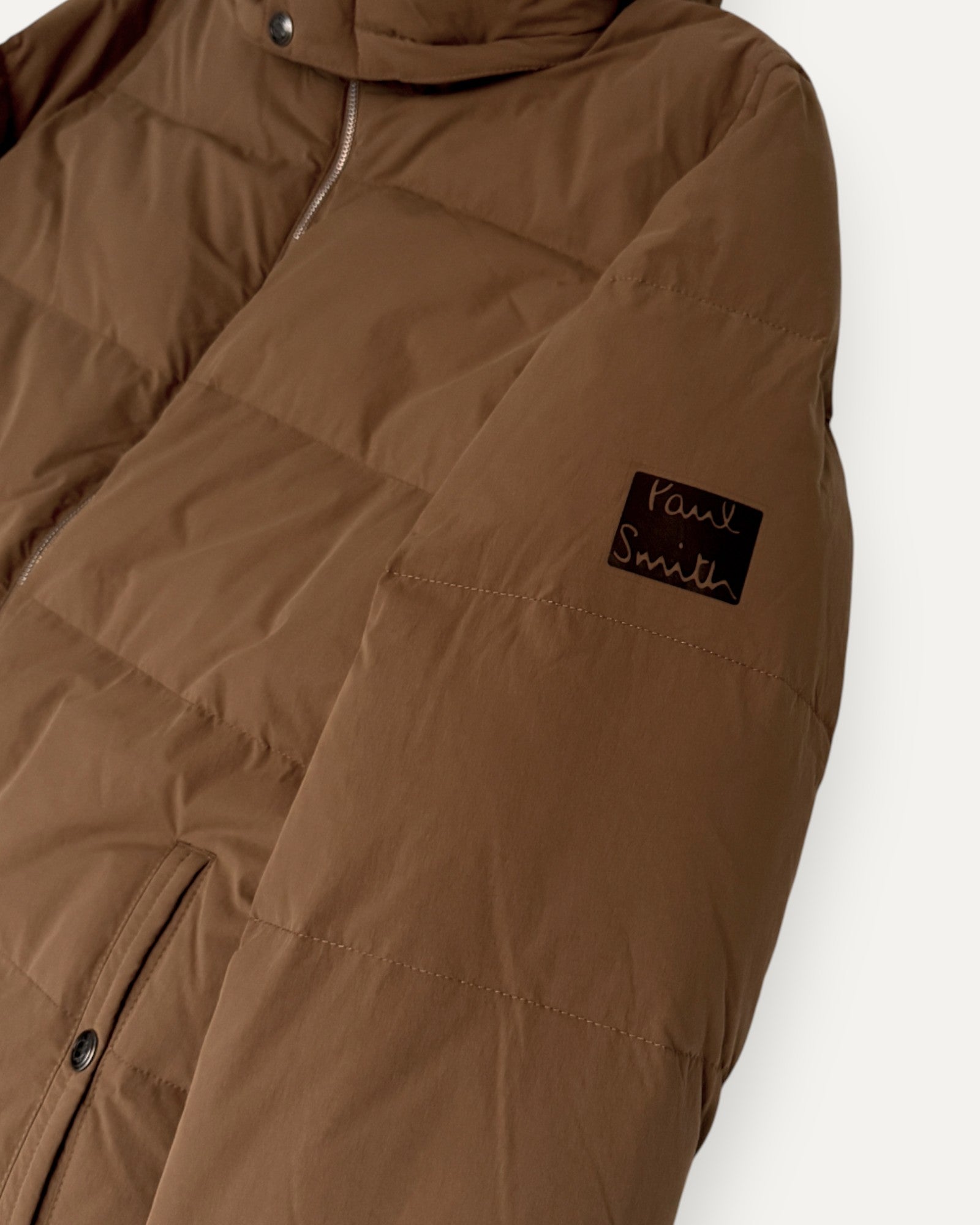 Mid Length Hooded Down Jacket Tan