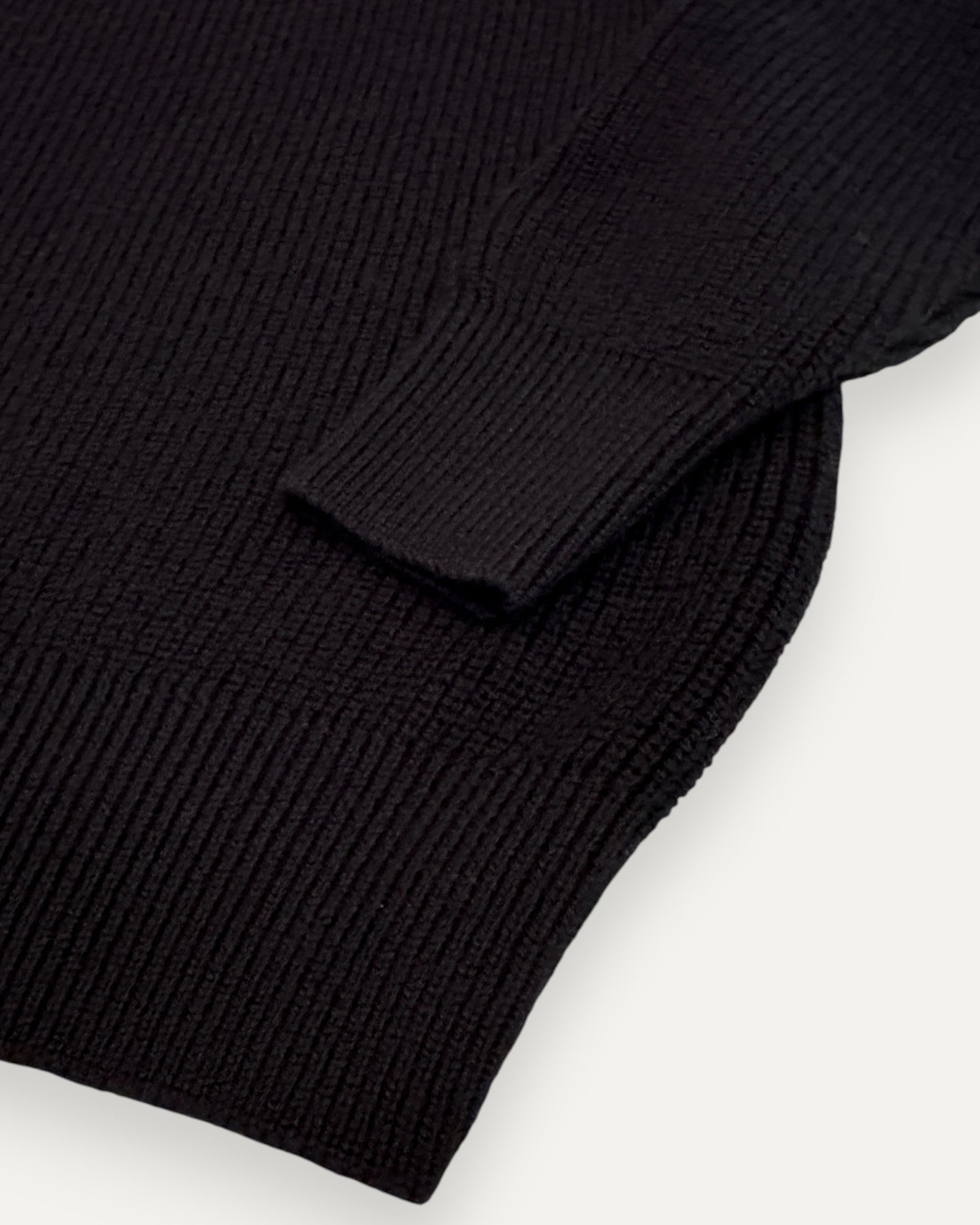 Knitted Merino Wool Polo Jumper Black