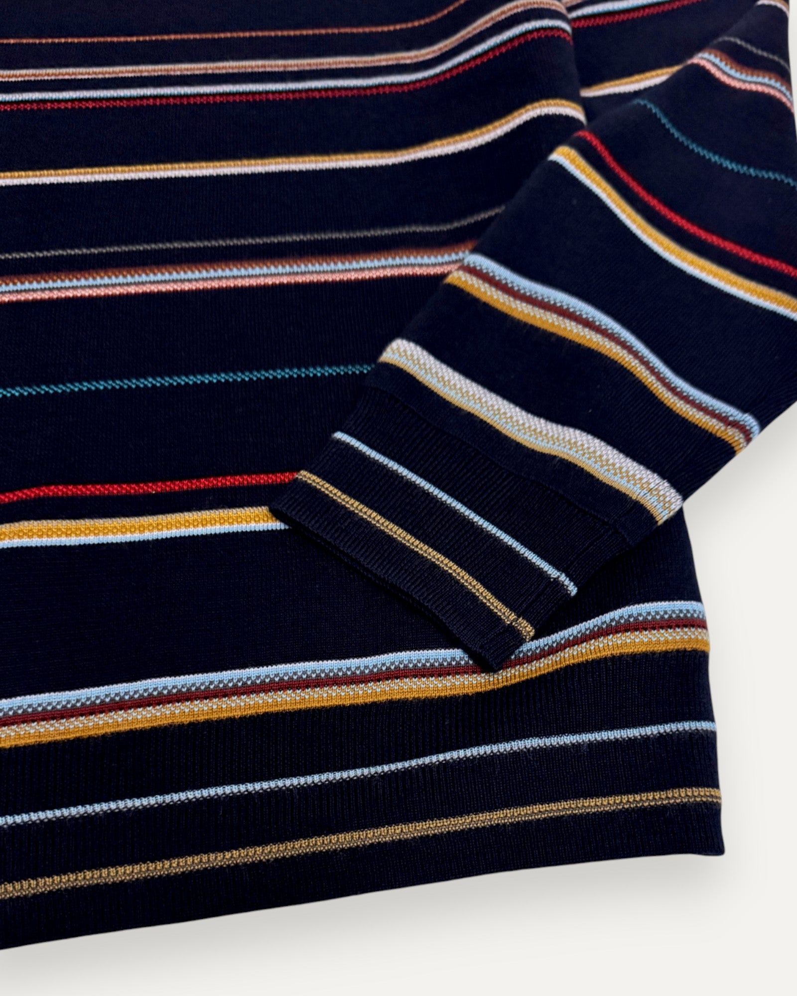 'Signature Stripe' Merino Wool Polo Shirt Navy