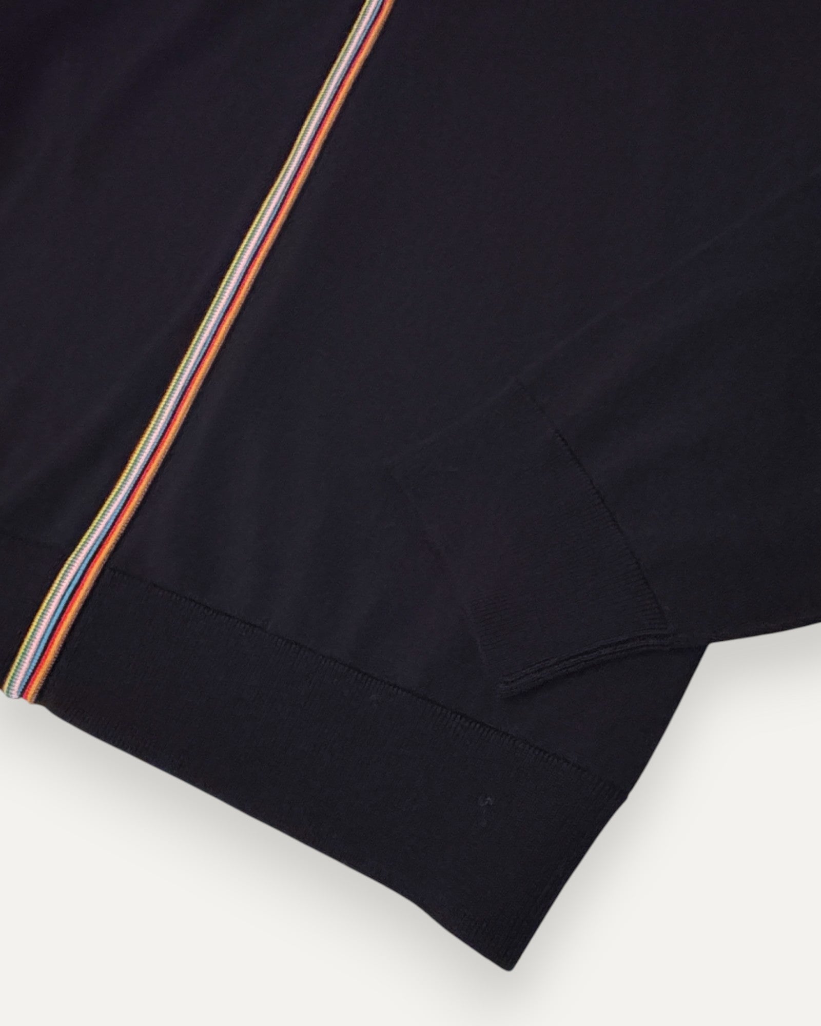 Merino Wool 'Signature Stripe' Zip Cardigan Navy