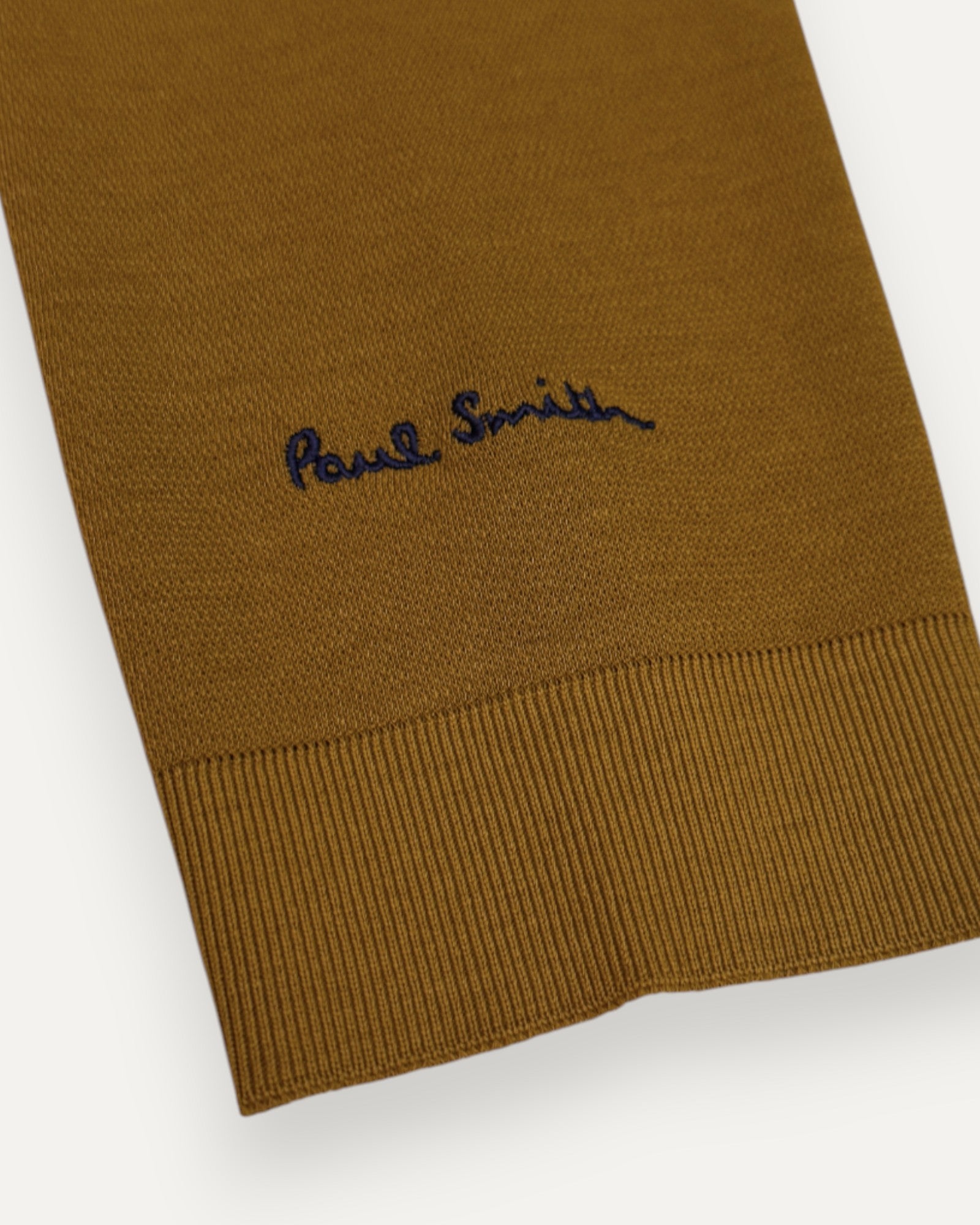 Ribbed Long Sleeved Polo Shirt Tan