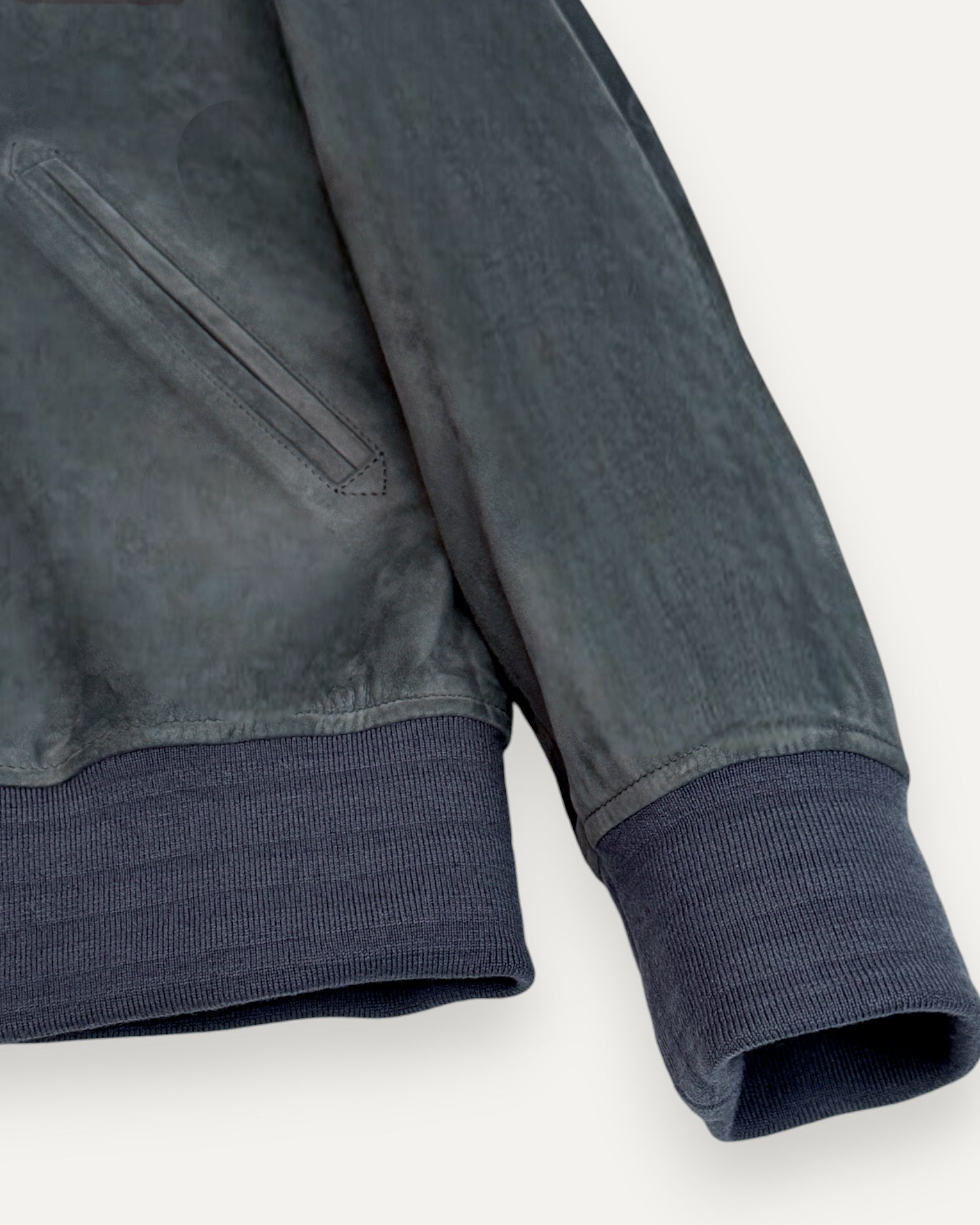 Suede Zip Bomber Jacket in Blue