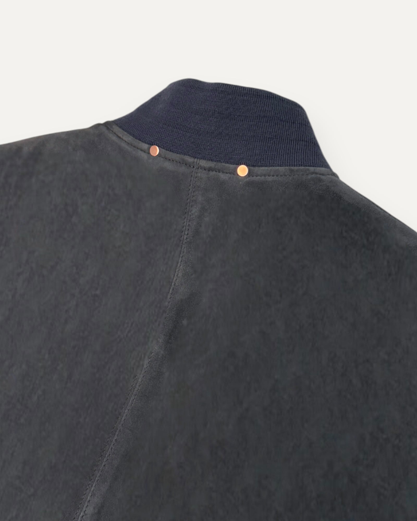 Suede Zip Bomber Jacket in Blue