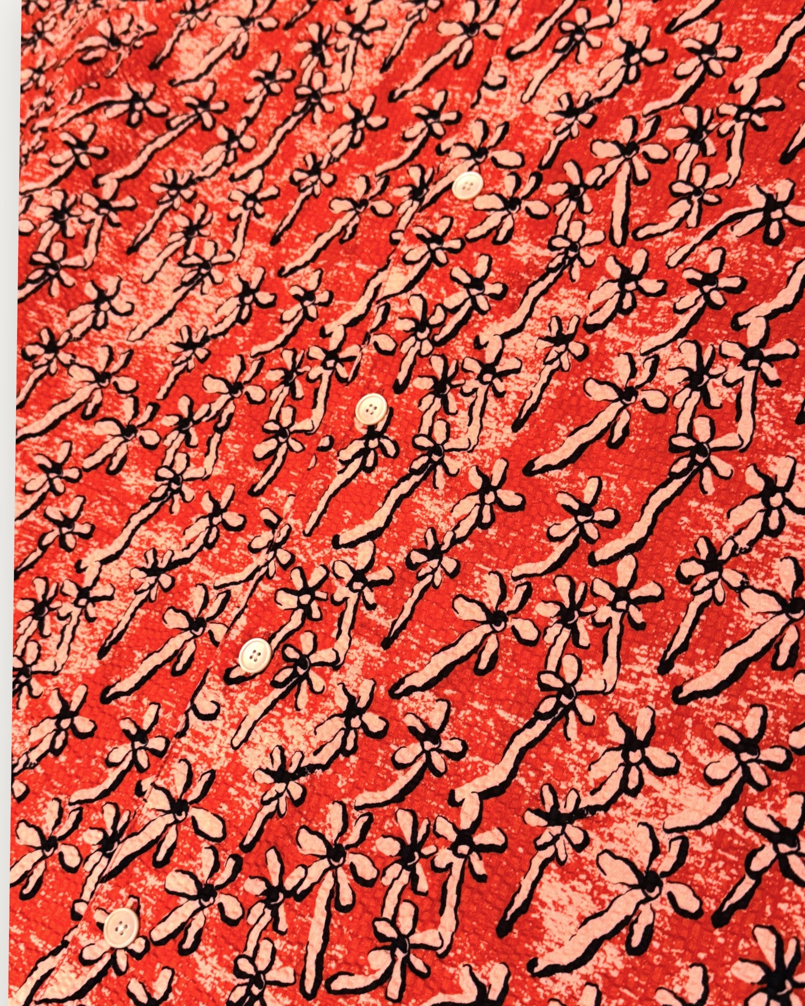 Field Floral Seersucker Casual Fit Shirt Orange