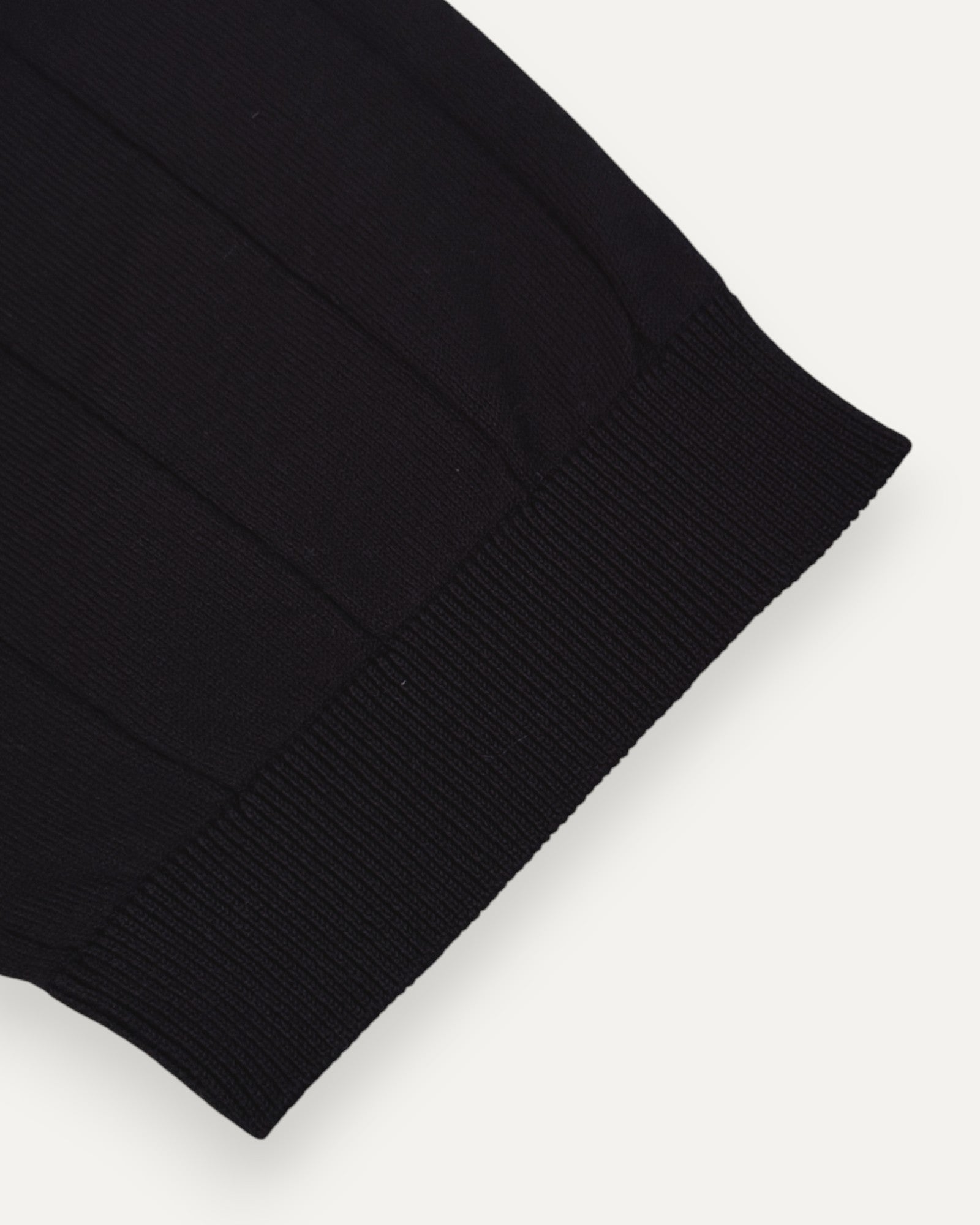 Ribbed Cotton Knitted Polo Shirt Black