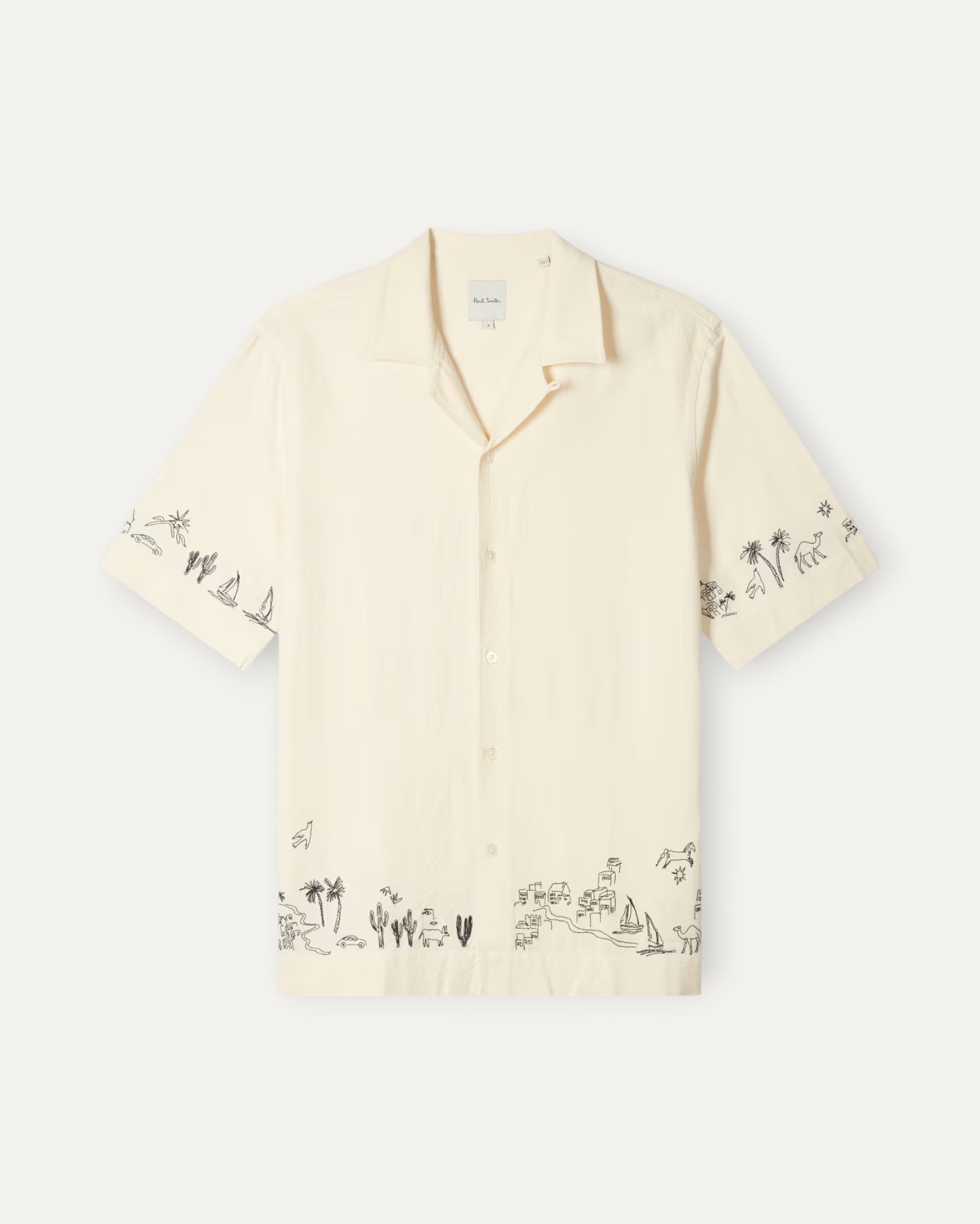 Embroidered Short Sleeved Shirt Ecru