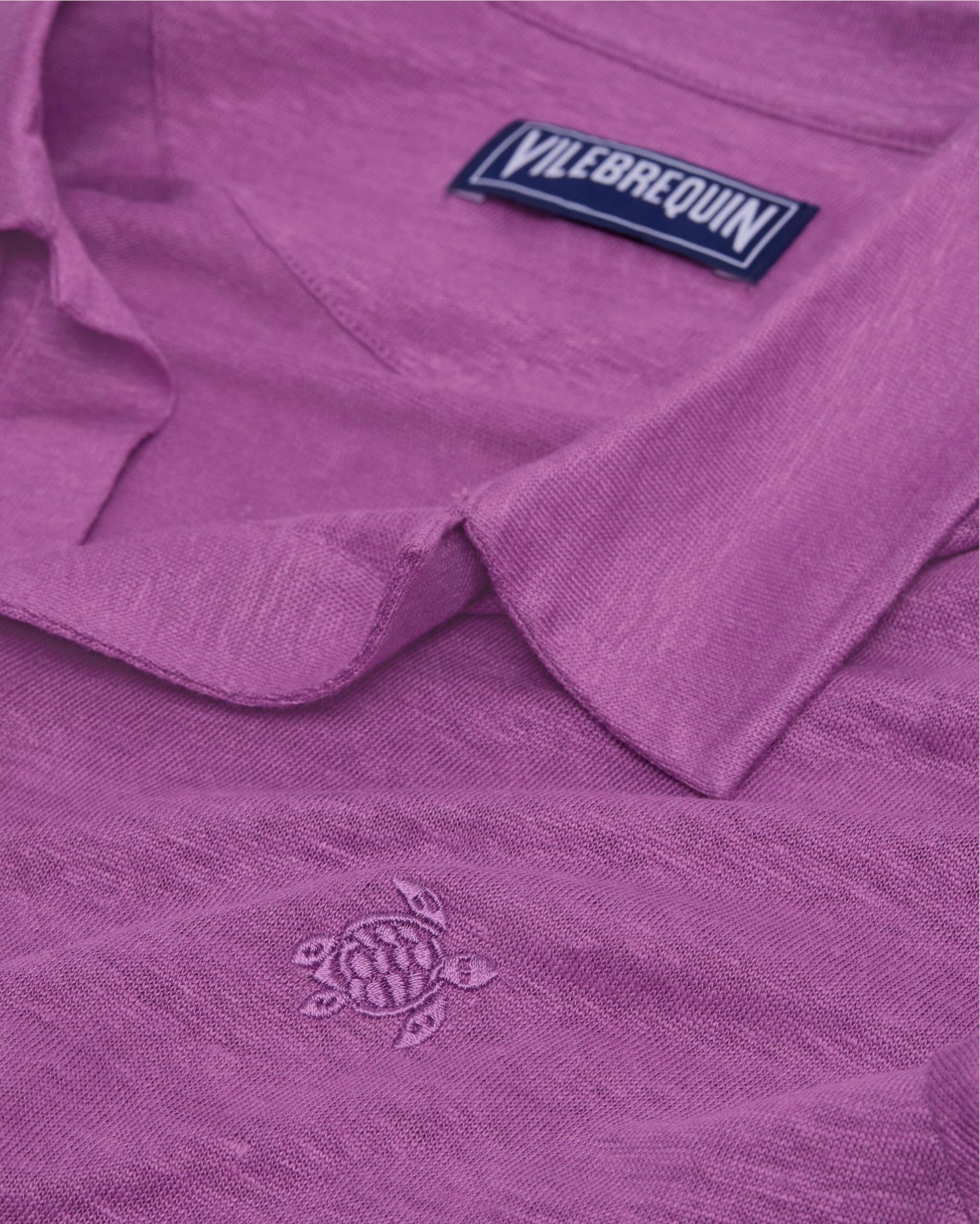 Pyramid Linen Polo Shirt Purple