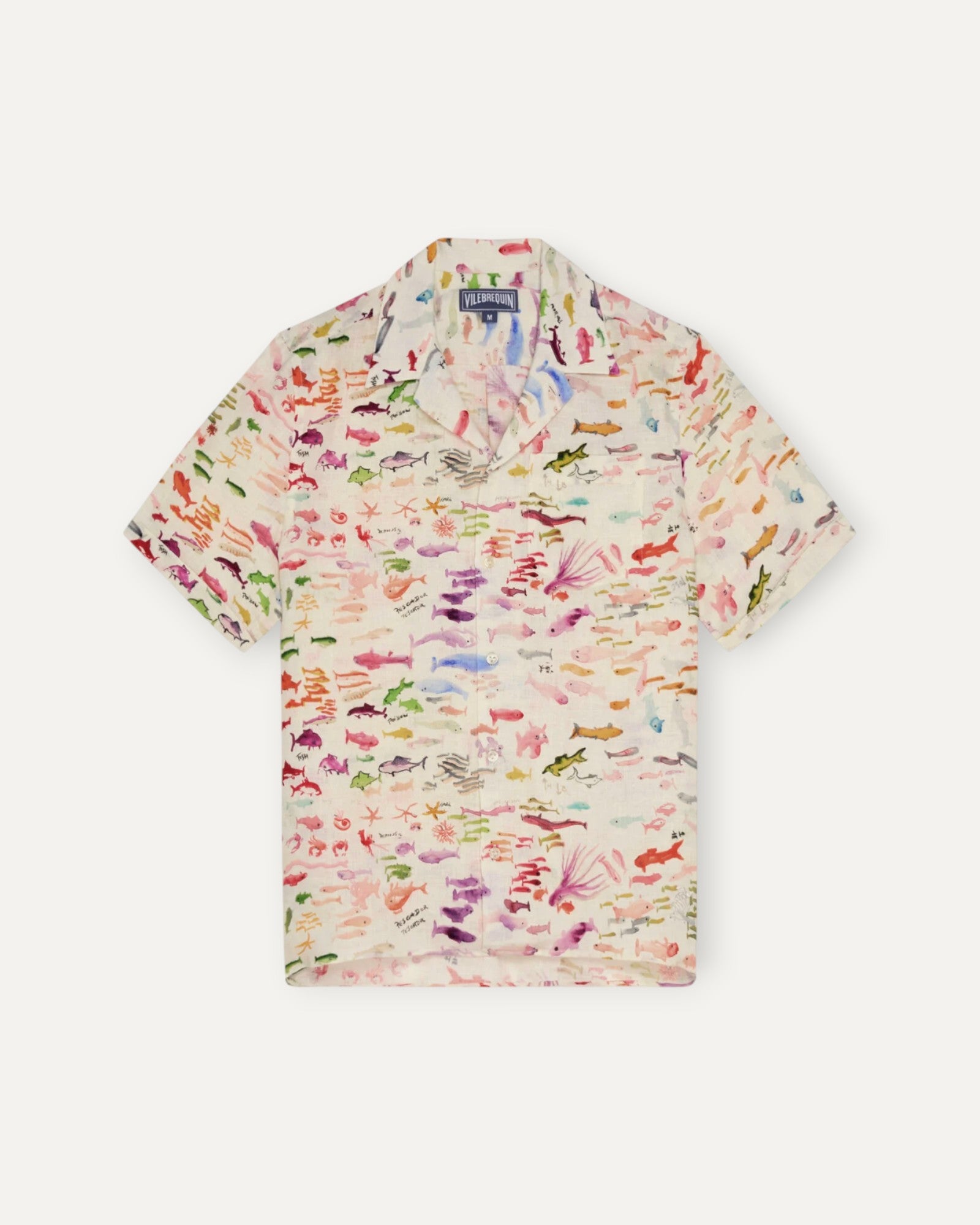 Camp Collar Linen Shirt Off White