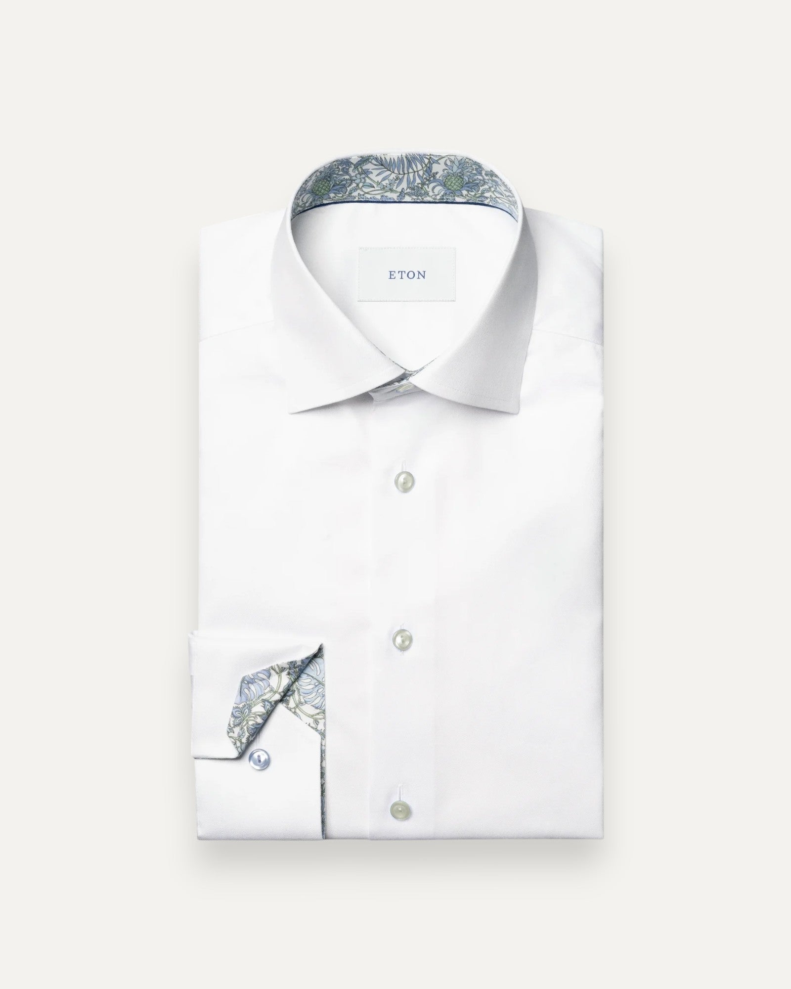 Slim Floral Effect Signature Twill Shirt White