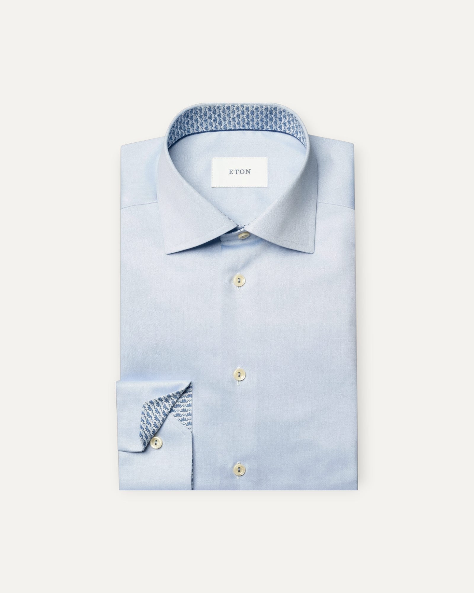 Floral Effect Signature Twill Contemporary Fitting Shirt Pale Blue