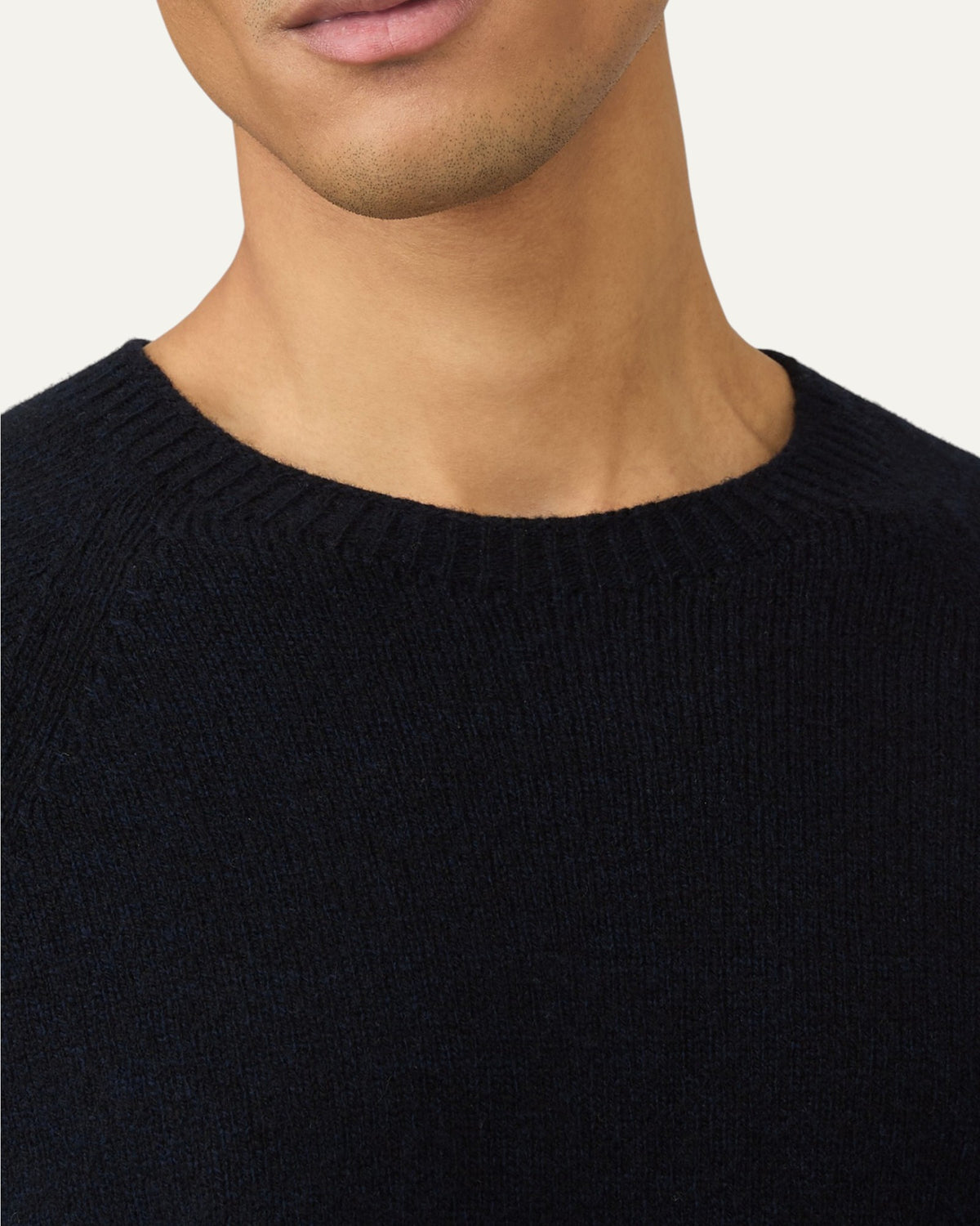 Lambswool Crew Neck Jumper Dark Navy Mouline
