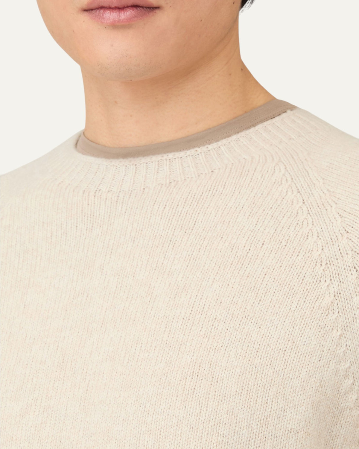 Lambswool Crew Neck Jumper Oatmeal Melange