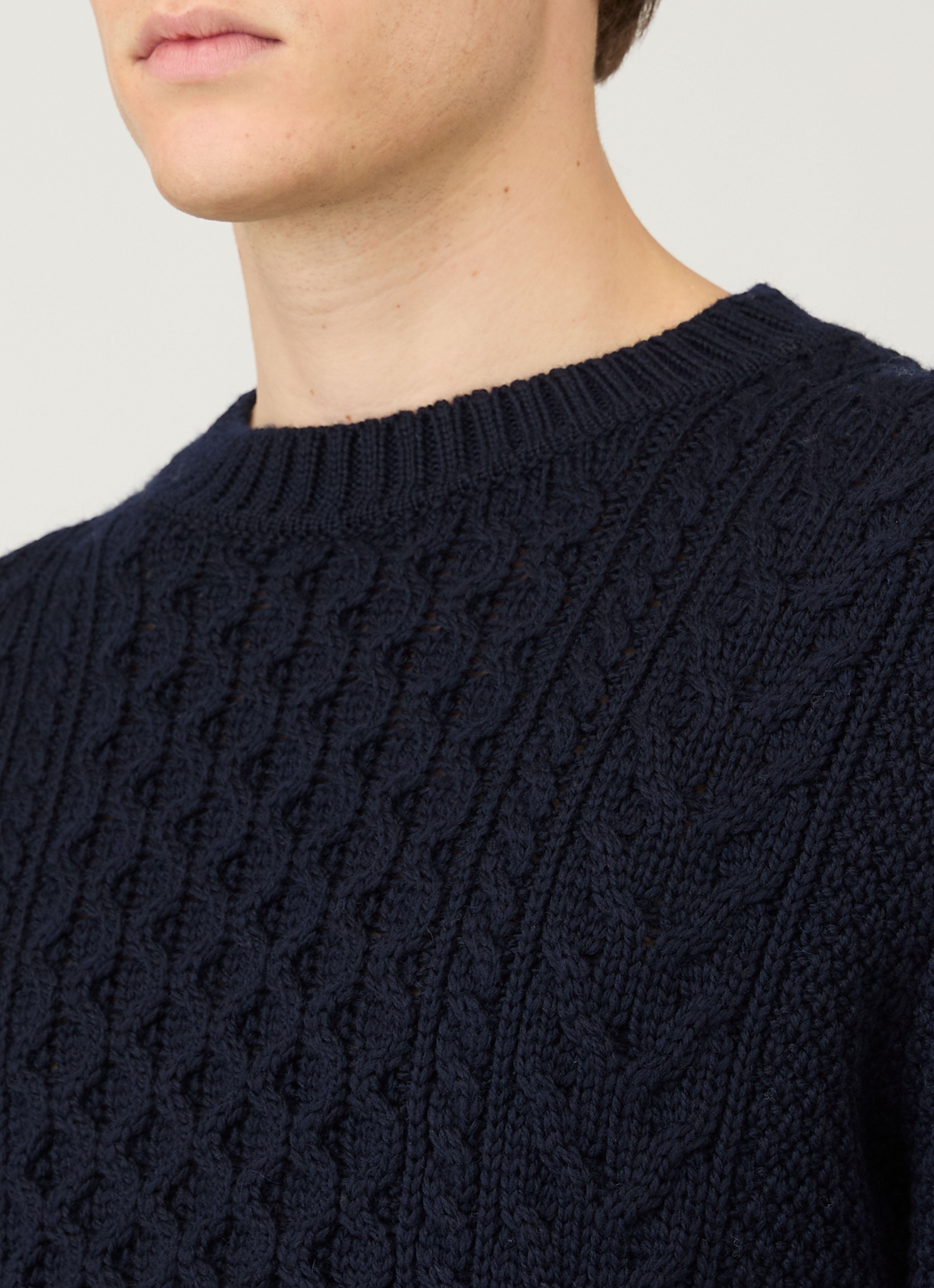 Cable Knit Jumper in Navy