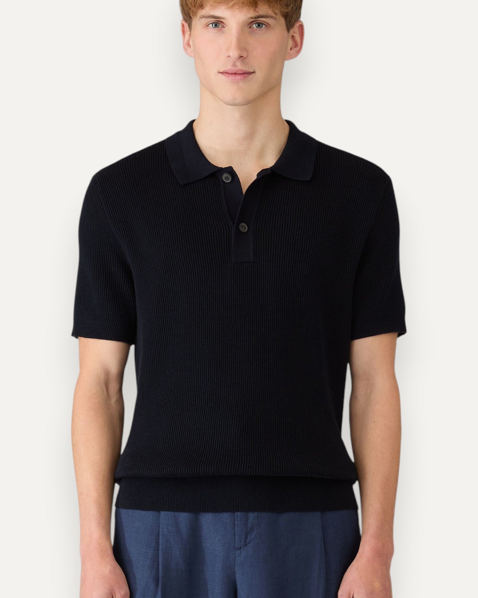 Contrast Rib Polo Shirt Navy