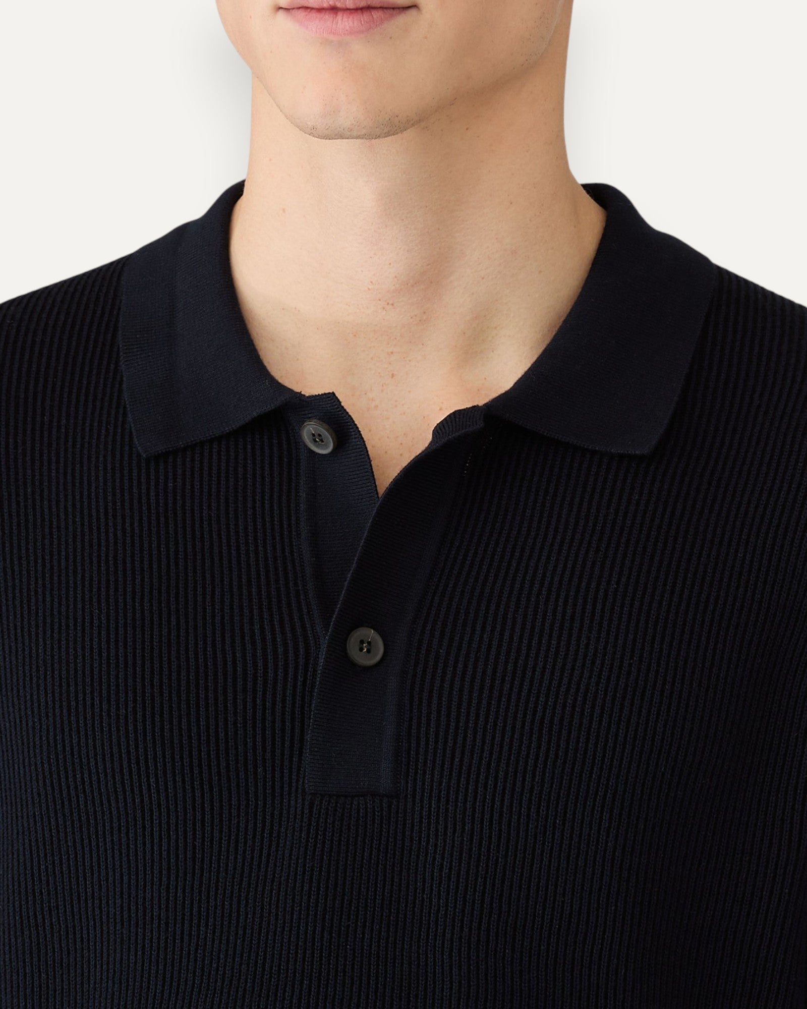 Contrast Rib Polo Shirt Navy