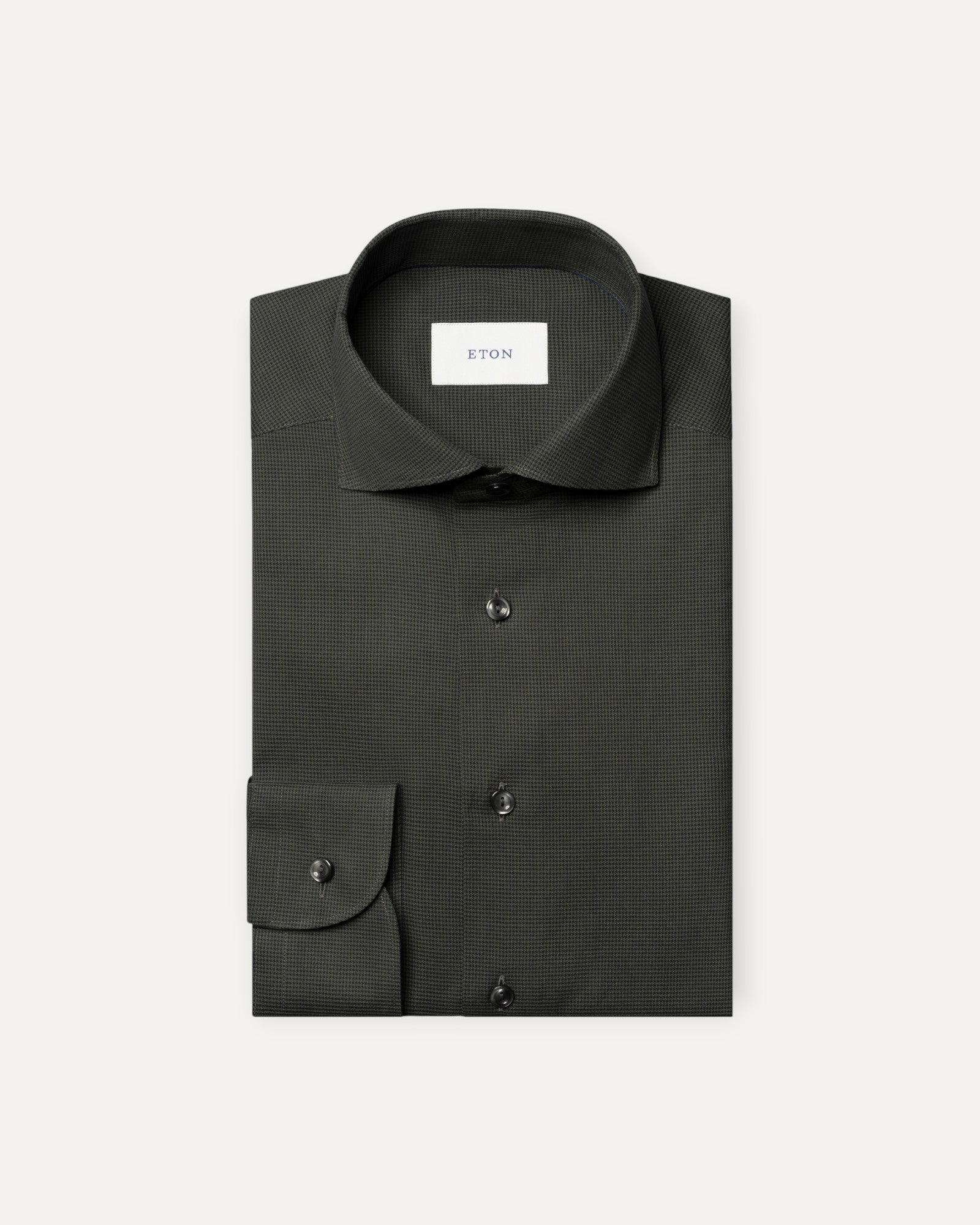 Green and grey micro check flannel fabric shirt