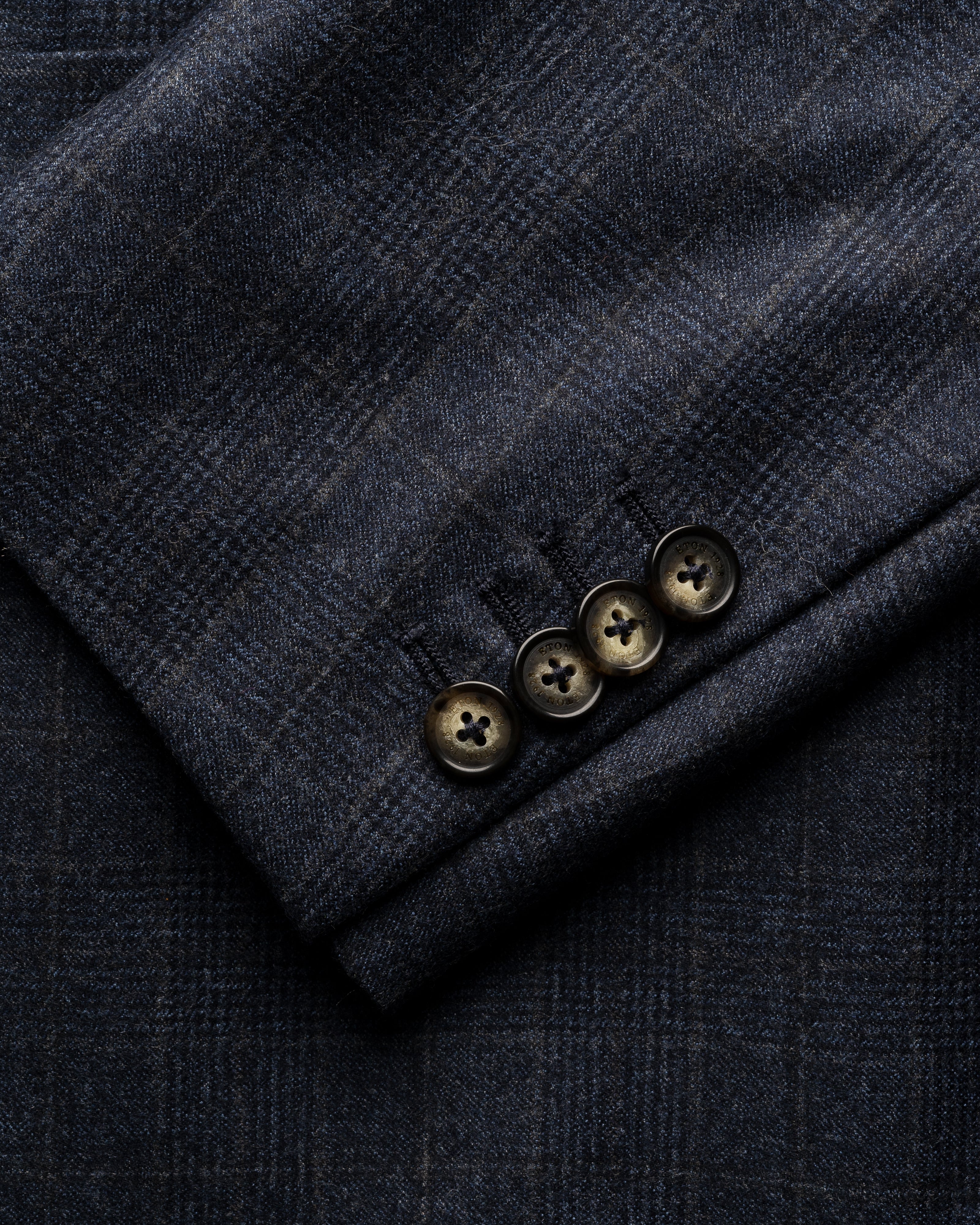 Wool Check Soft Jacket Navy