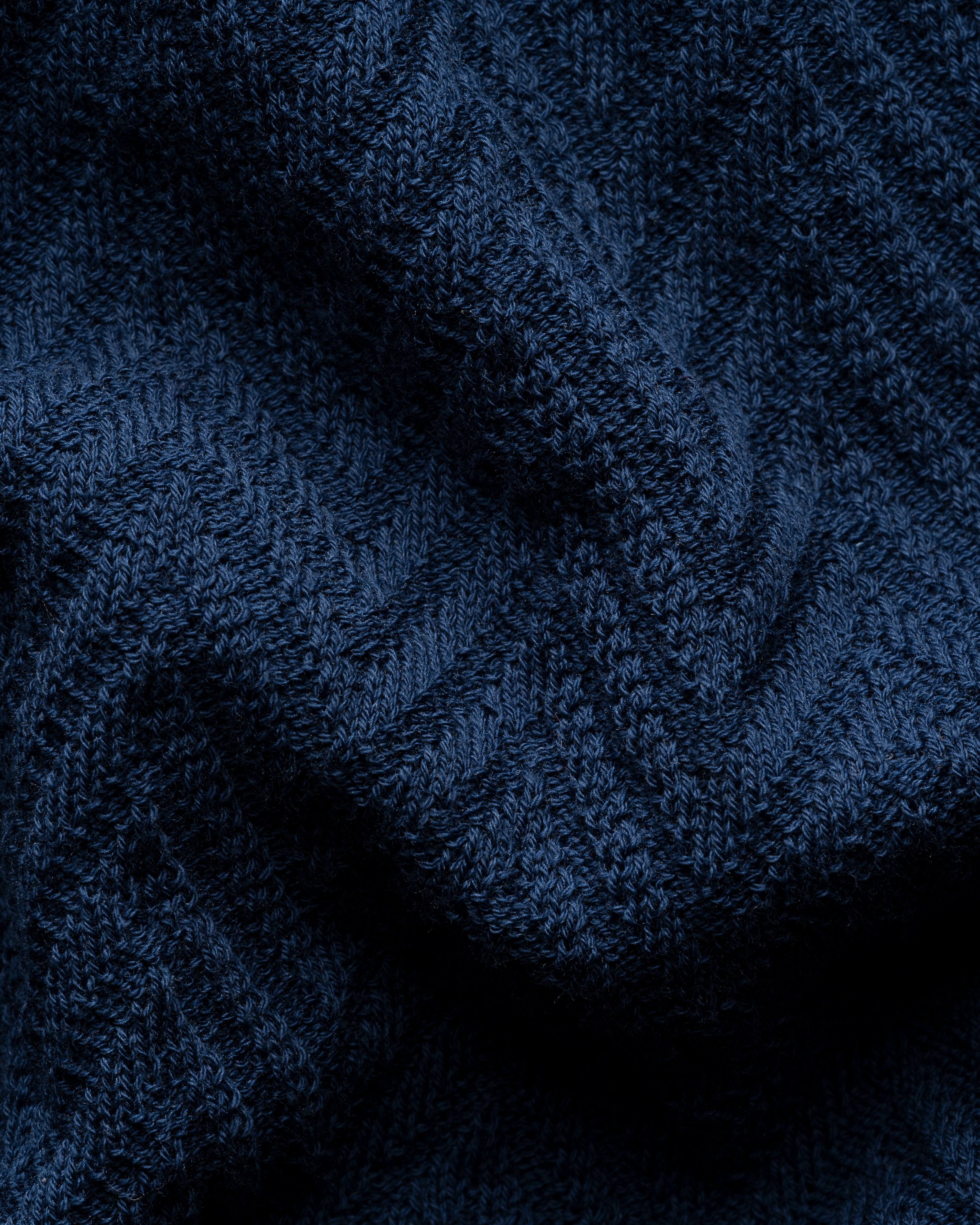 Crew Neck Knit T-Shirt Blue