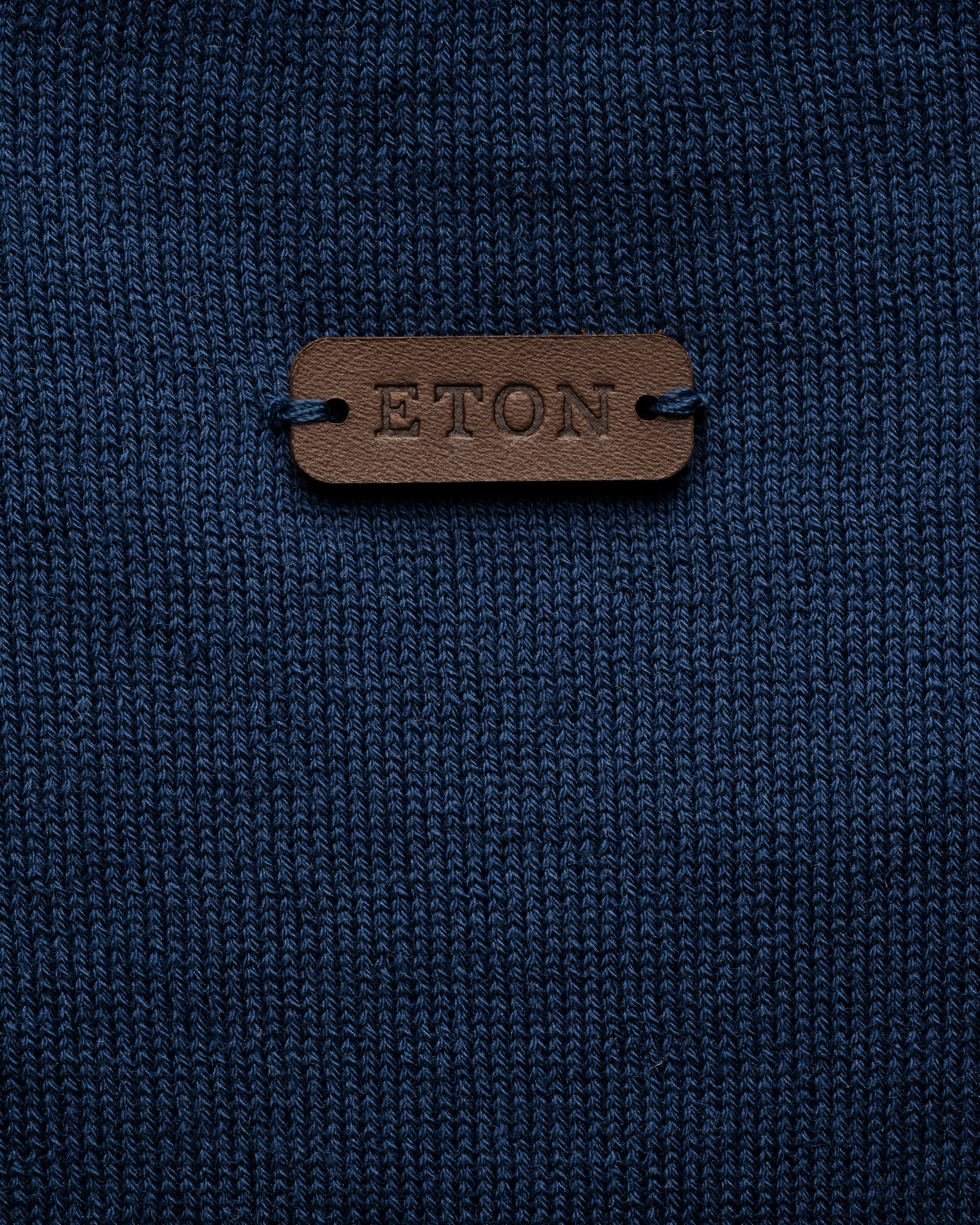 Crew Neck Knit T-Shirt Blue