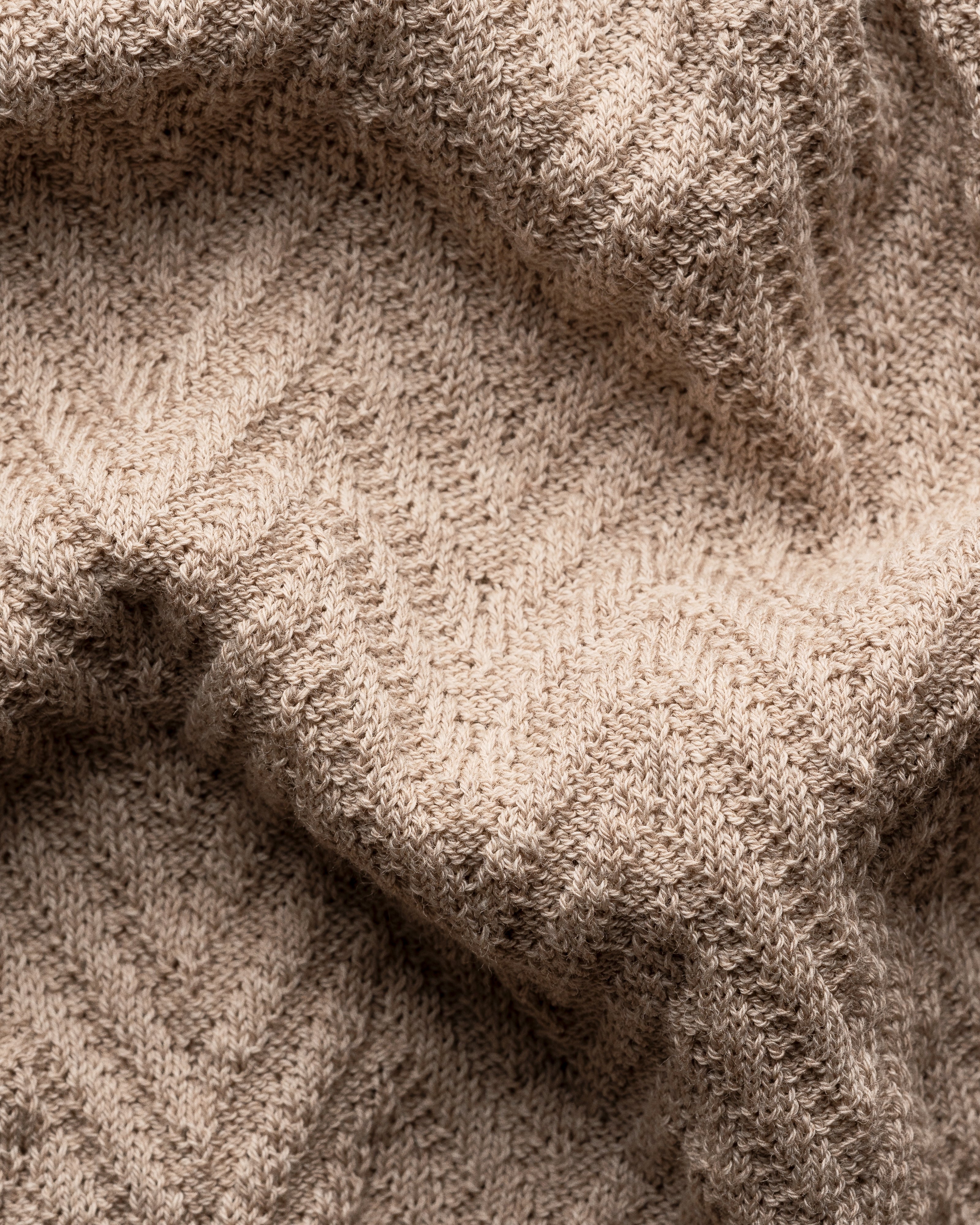 Crew Neck Knit T-Shirt Beige